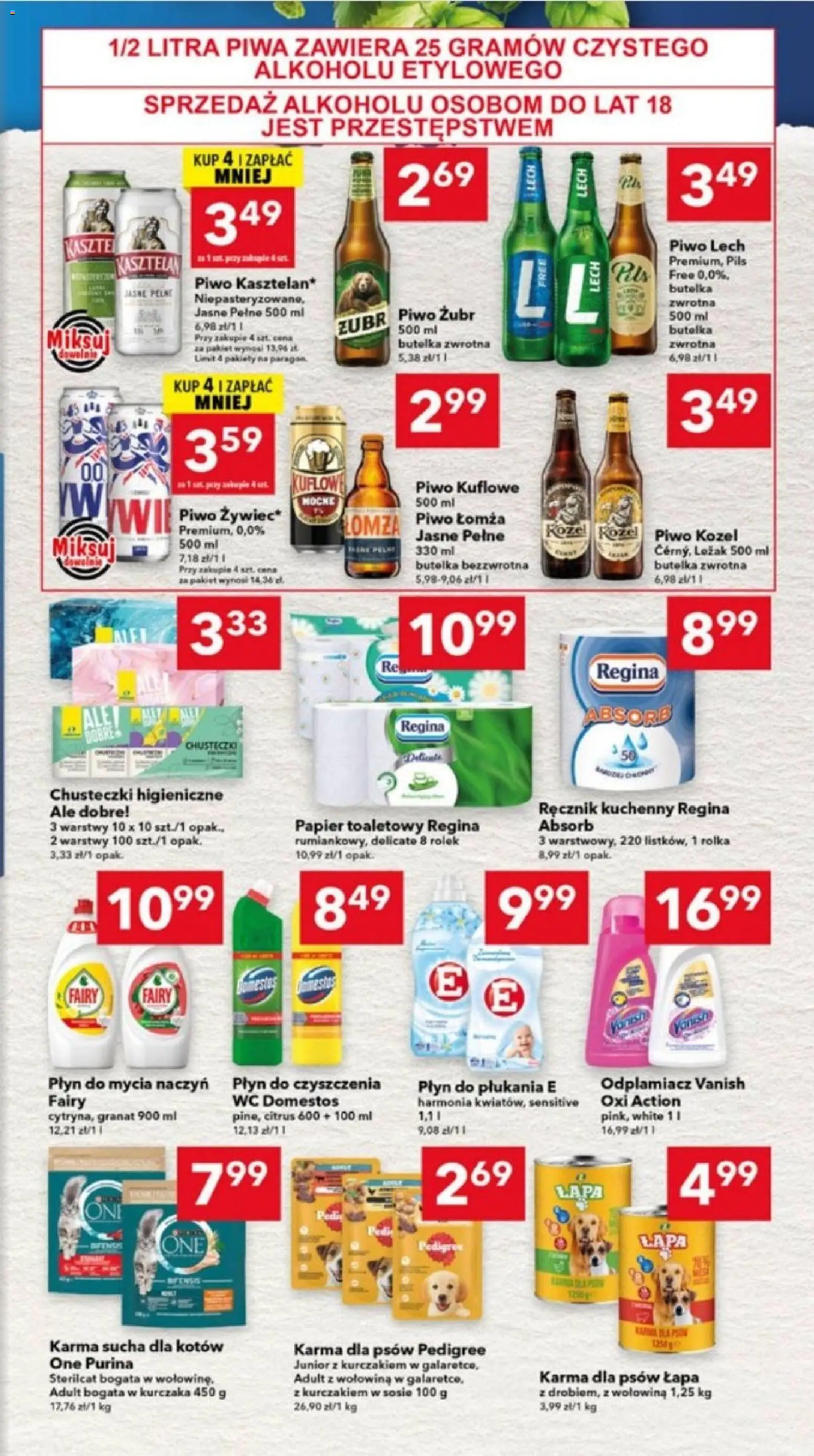 Lewiatan gazetka - Ostrów Wielkopolski od 26.02.2026 | Strona: 7 | Produkty: Piwo żubr, Chusteczki higieniczne, Odplamiacz, Płyn do mycia naczyń