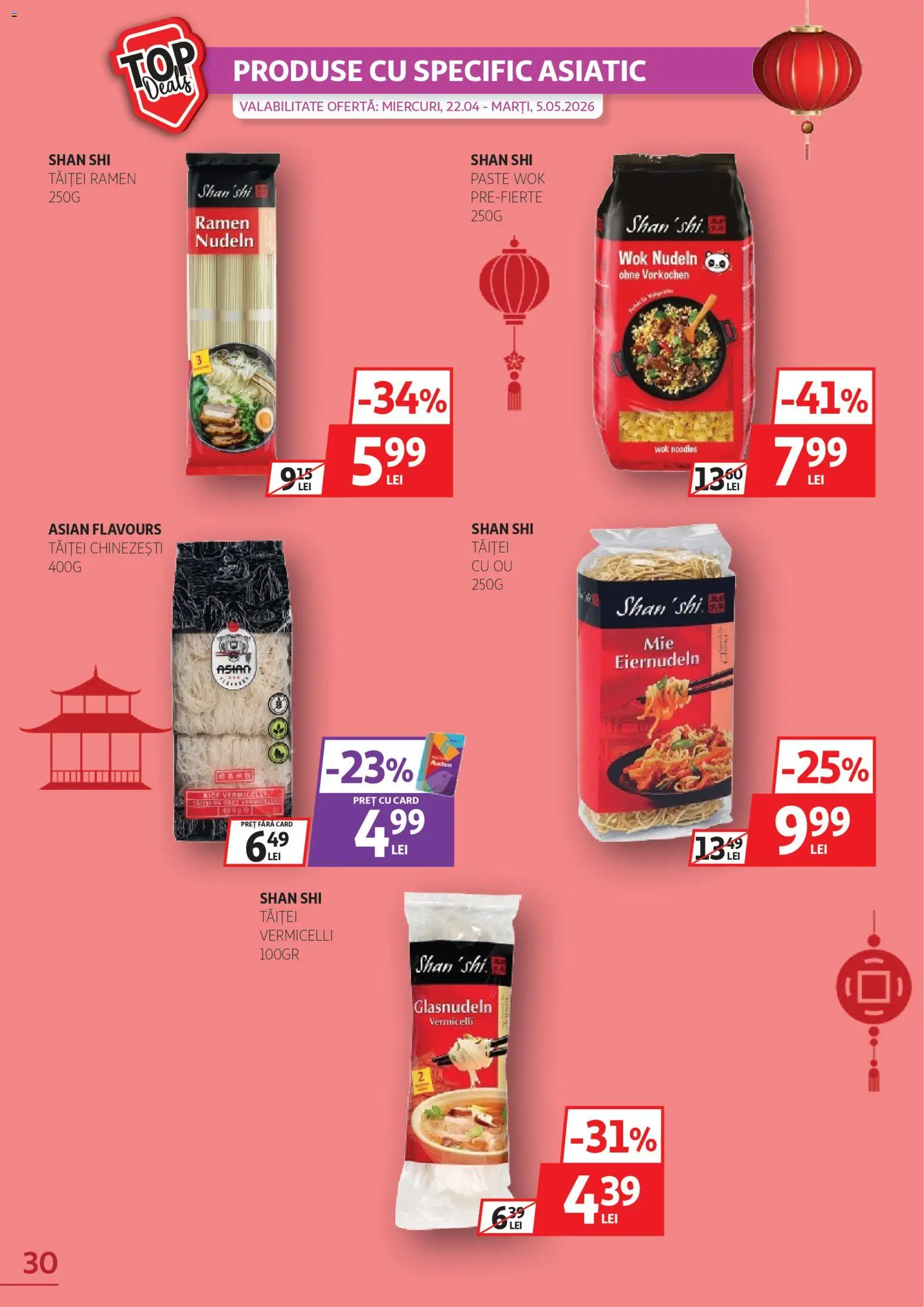 Noul catalog Auchan – valabil de la 22.04.2026 | Pagină: 30 | Produse: Noodles, Paste