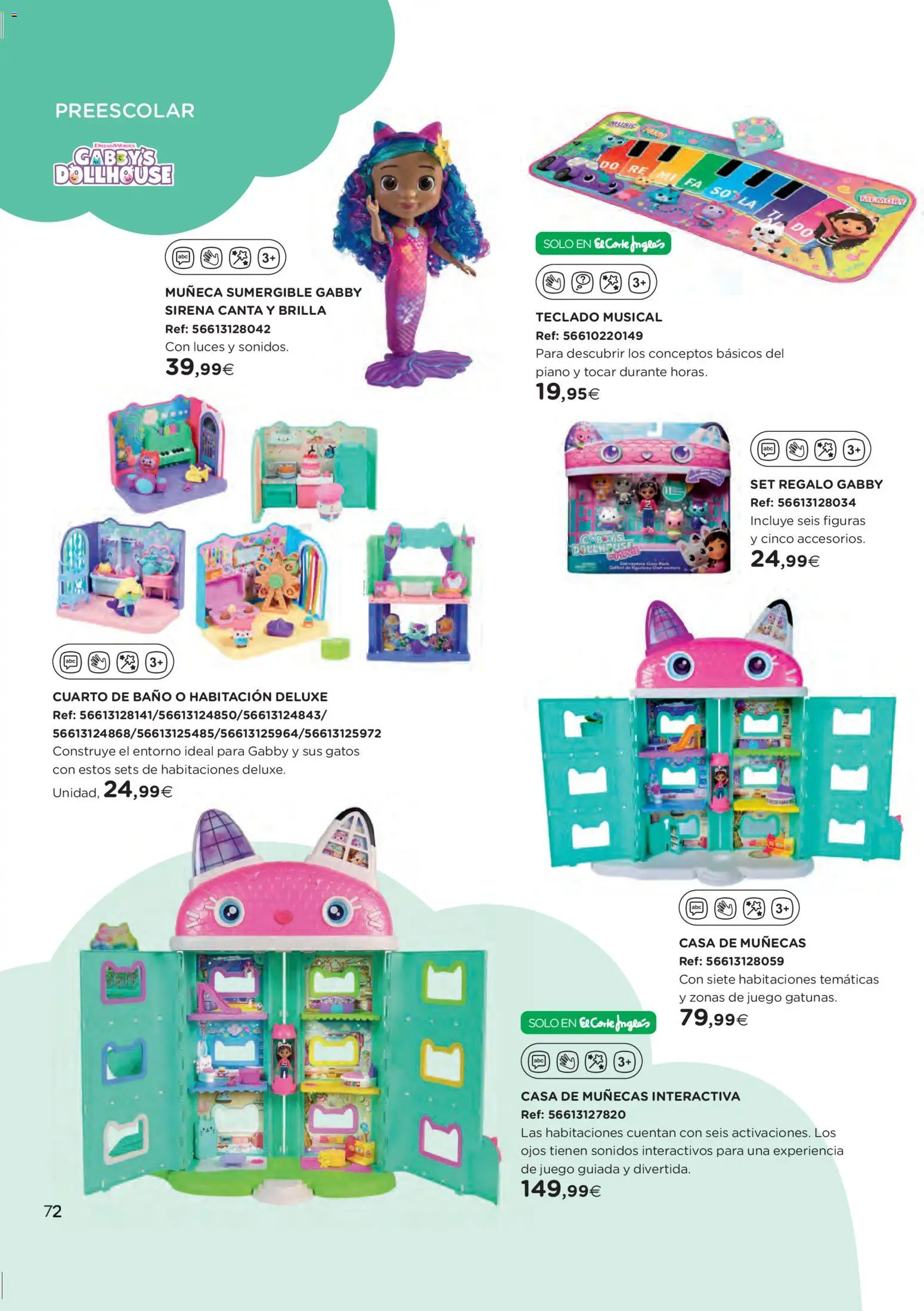 El Corte Inglés ofertas │ válido desde el 27.10.2025 | Página: 72 | Productos: Muñeca, Casa de muñecas, Teclado, Baño