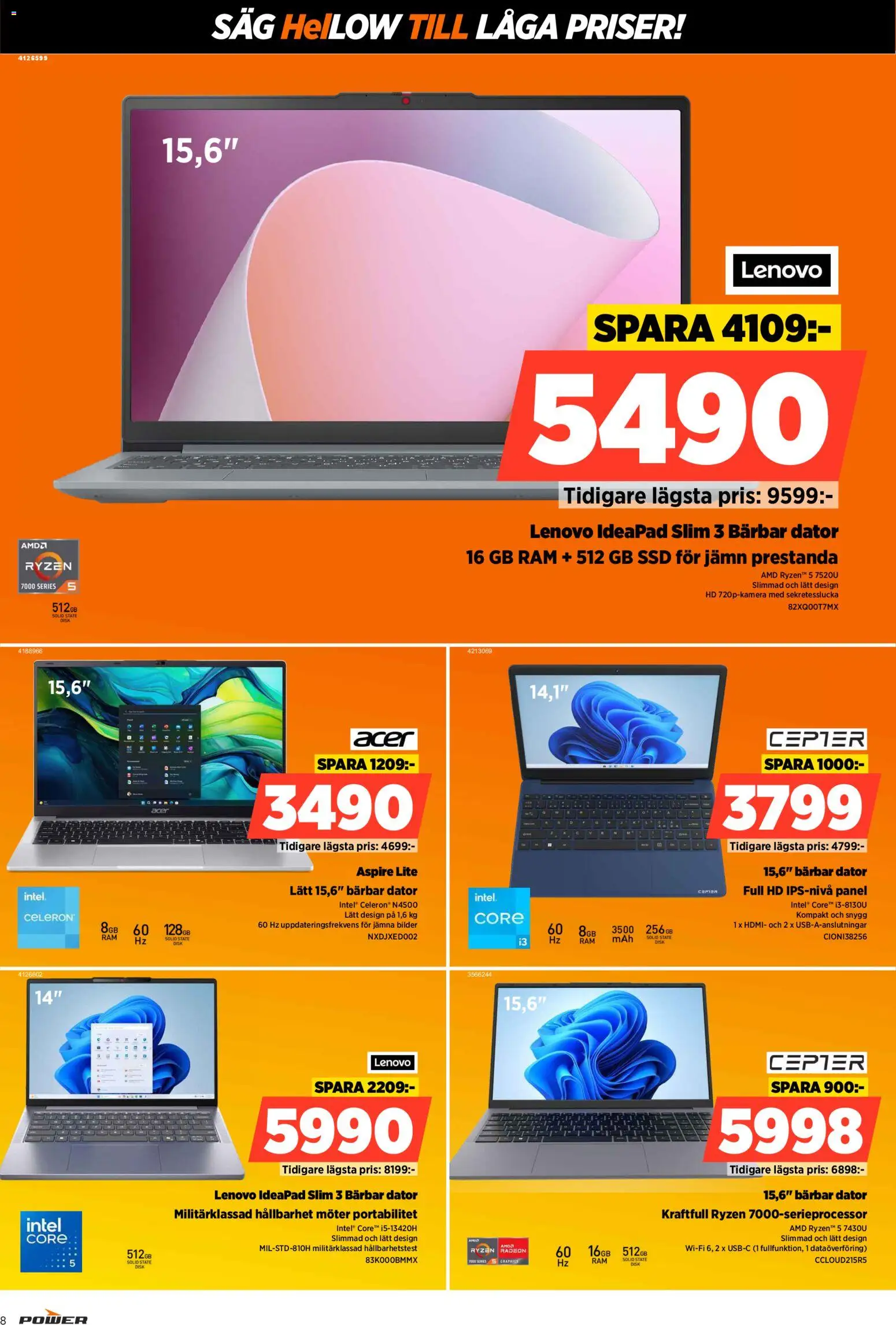 Power reklamblad aktuell från 27.04.2026 | Sida: 8 | Produkter: Såg, Dator, Wifi