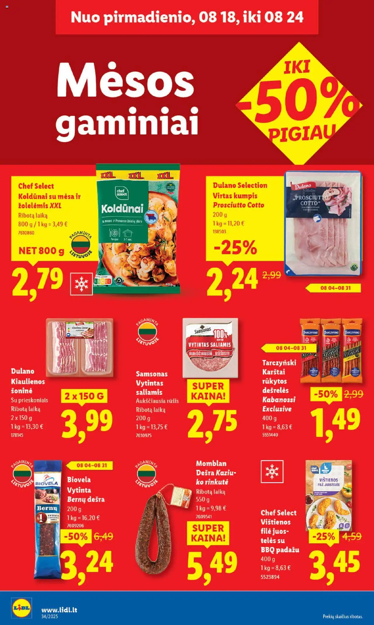 LIDL leidinys│galioja nuo 18.08.2025 | Puslapis: 40 | Prekių: Kiaulienos, Dešrelės, Kumpis, Dešra