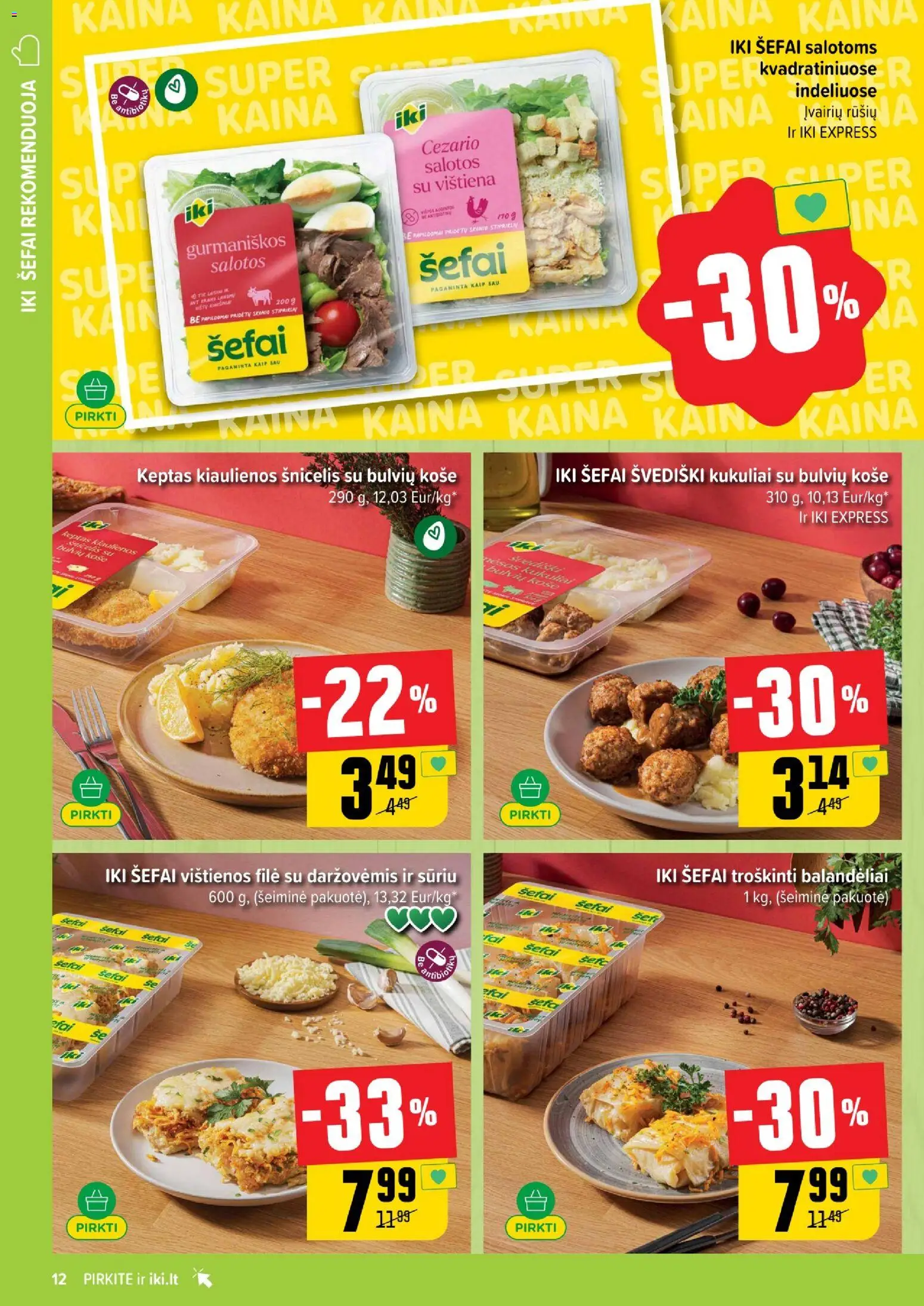 IKI akcijos nuo 12.01.2026 | Puslapis: 12 | Prekių: Salotos, Košė, Vištienos, Vištiena