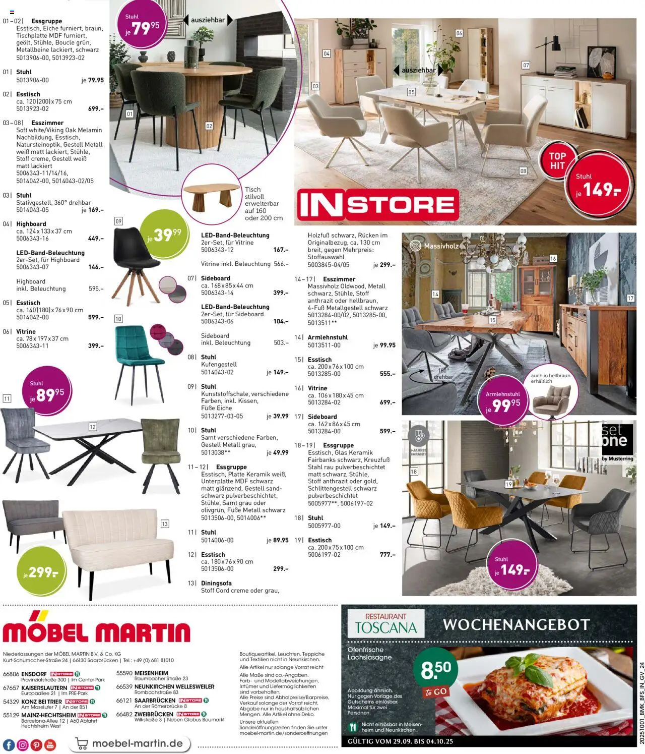 Möbel Martin Prospekt Besser schlafen	  – gültig ab 01.10.2025 | Seite: 24 | Produkte: HIghboard, Vitrine, Tisch, Ofenfrische