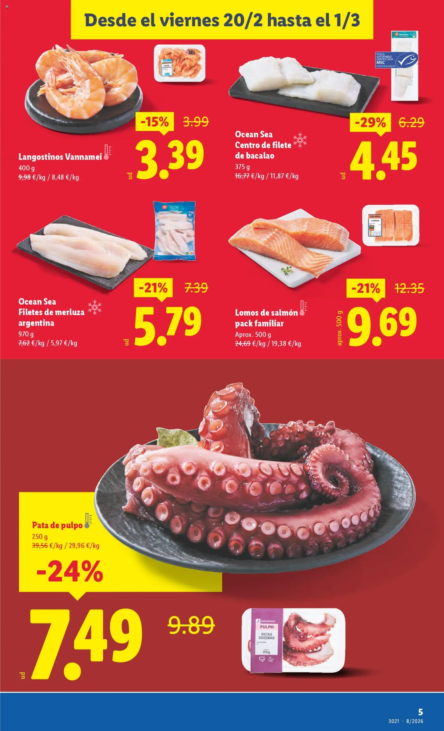 Lidl - C.C. Aldaya │ válido desde el 20.02.2026 | Página: 5 | Productos: Filetes de merluza, Filete