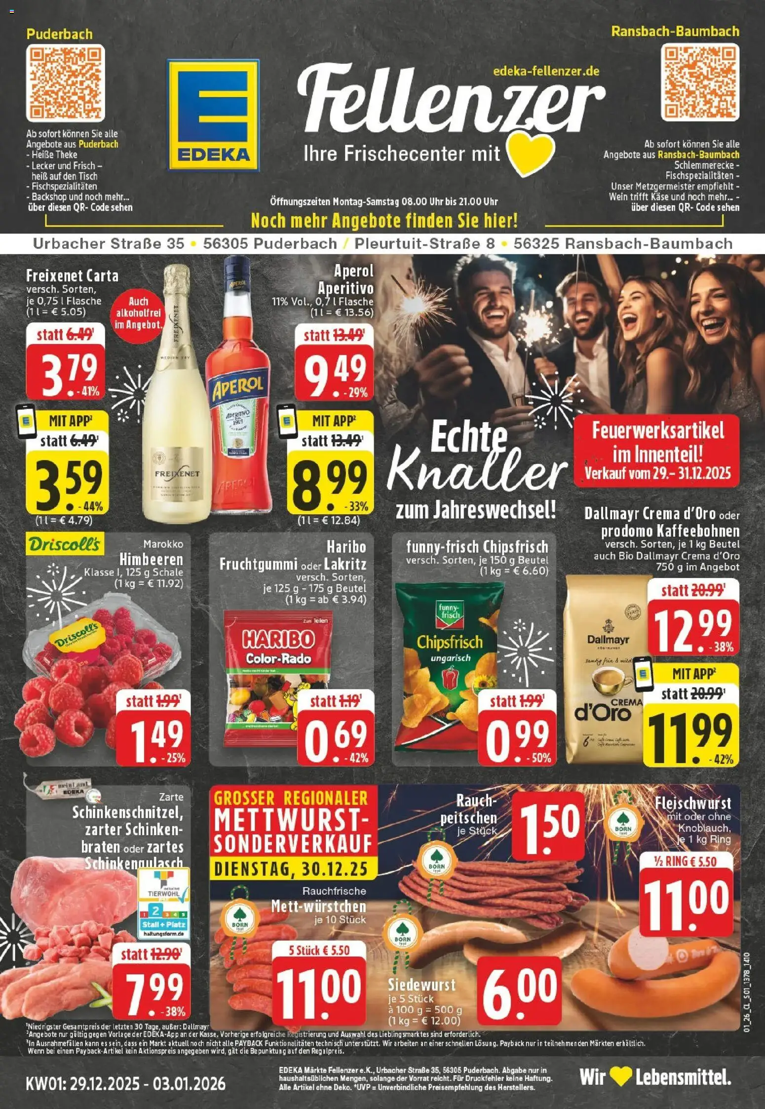 Edeka prospekt Puderbach	 – gültig ab 28.12.2025 | Seite: 1 | Produkte: Himbeeren, Käse, Theke, Wein