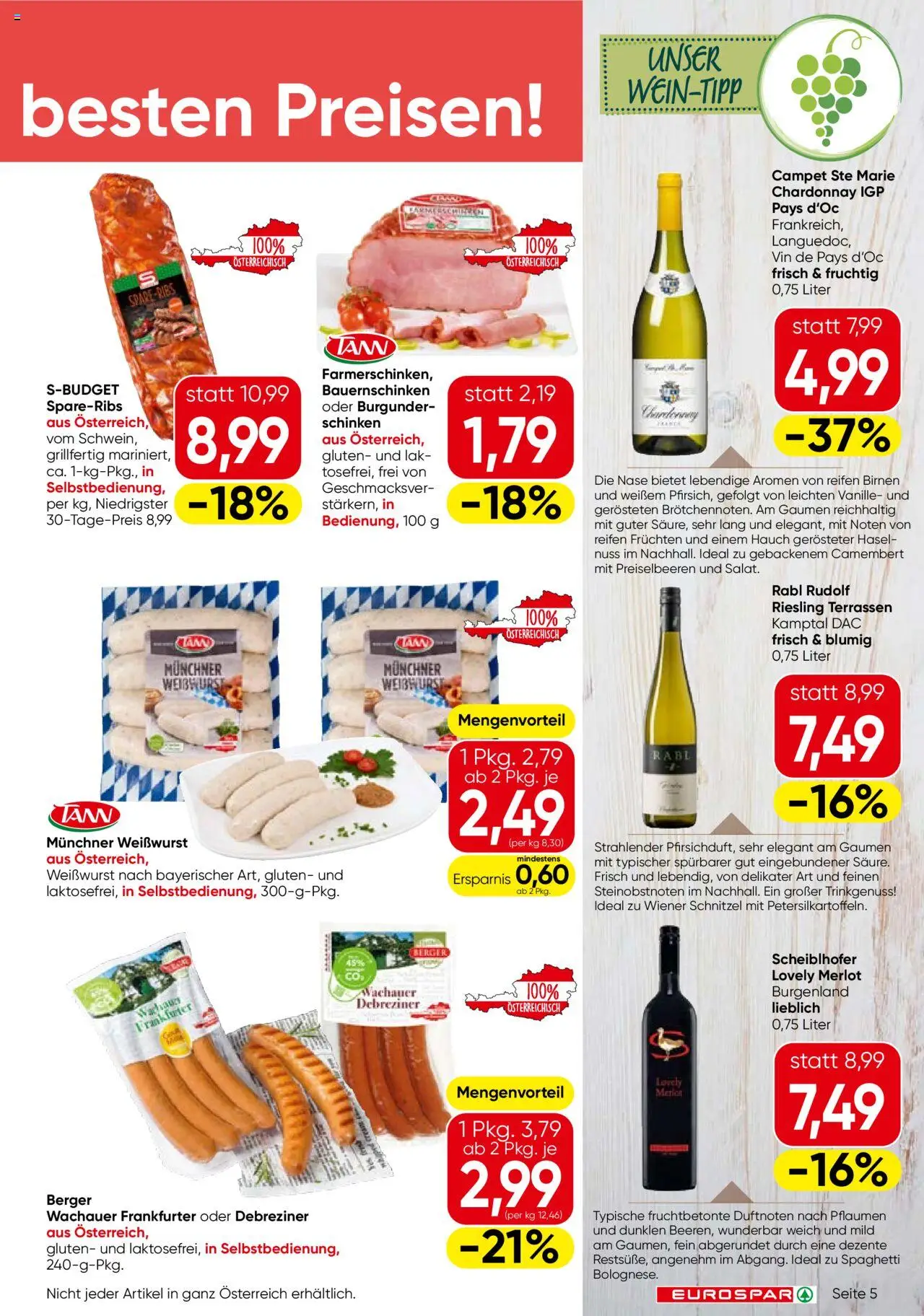 Eurospar Flugblatt - Salzburg gültig ab 11.09.2025 | Seite: 5 | Produkte: Hajdina liszt, Schinken