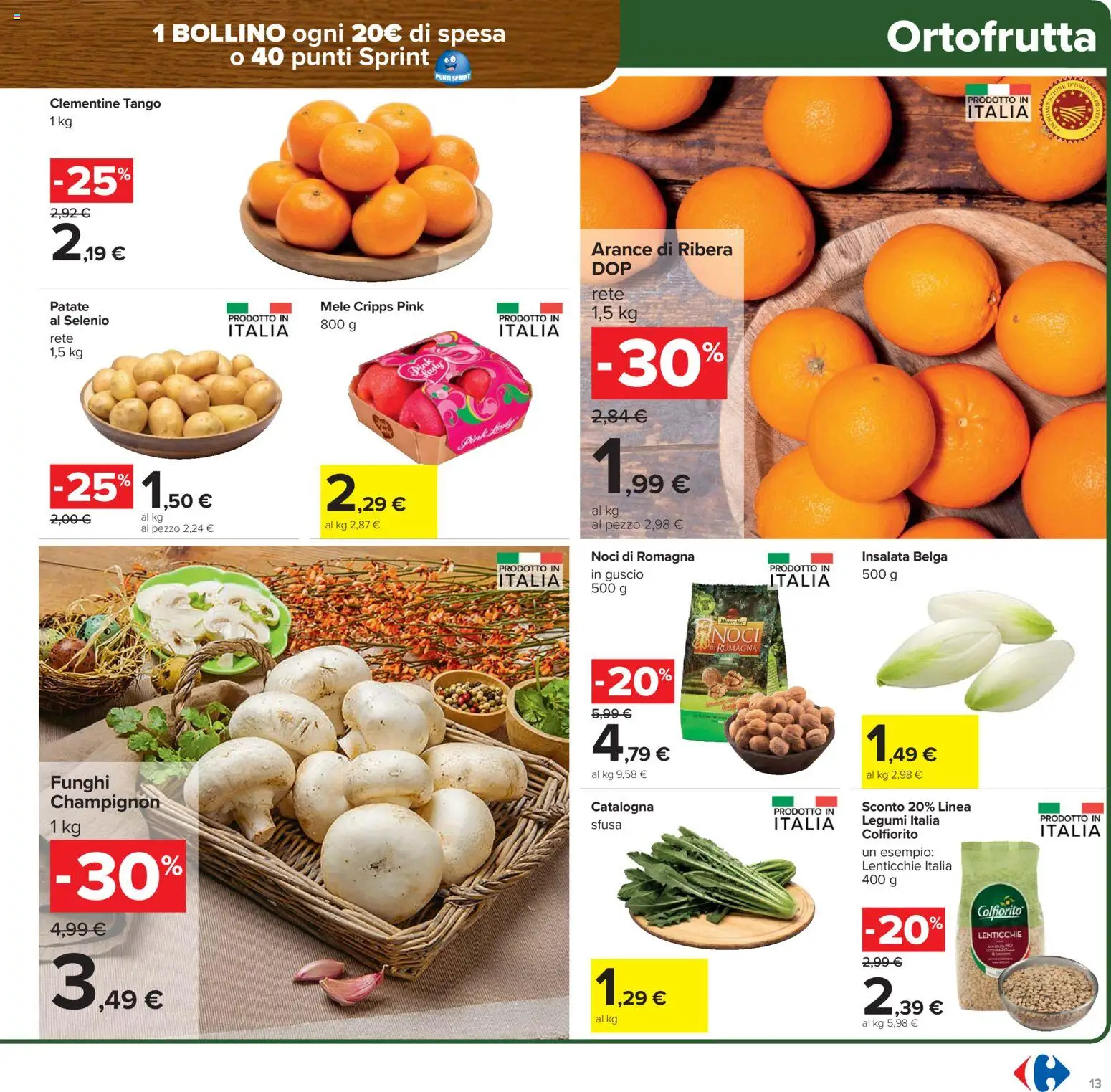Volantino Carrefour del 06.02.2026 | Pagina: 13 | Prodotti: Mele, Insalata, Patate, Lenticchie