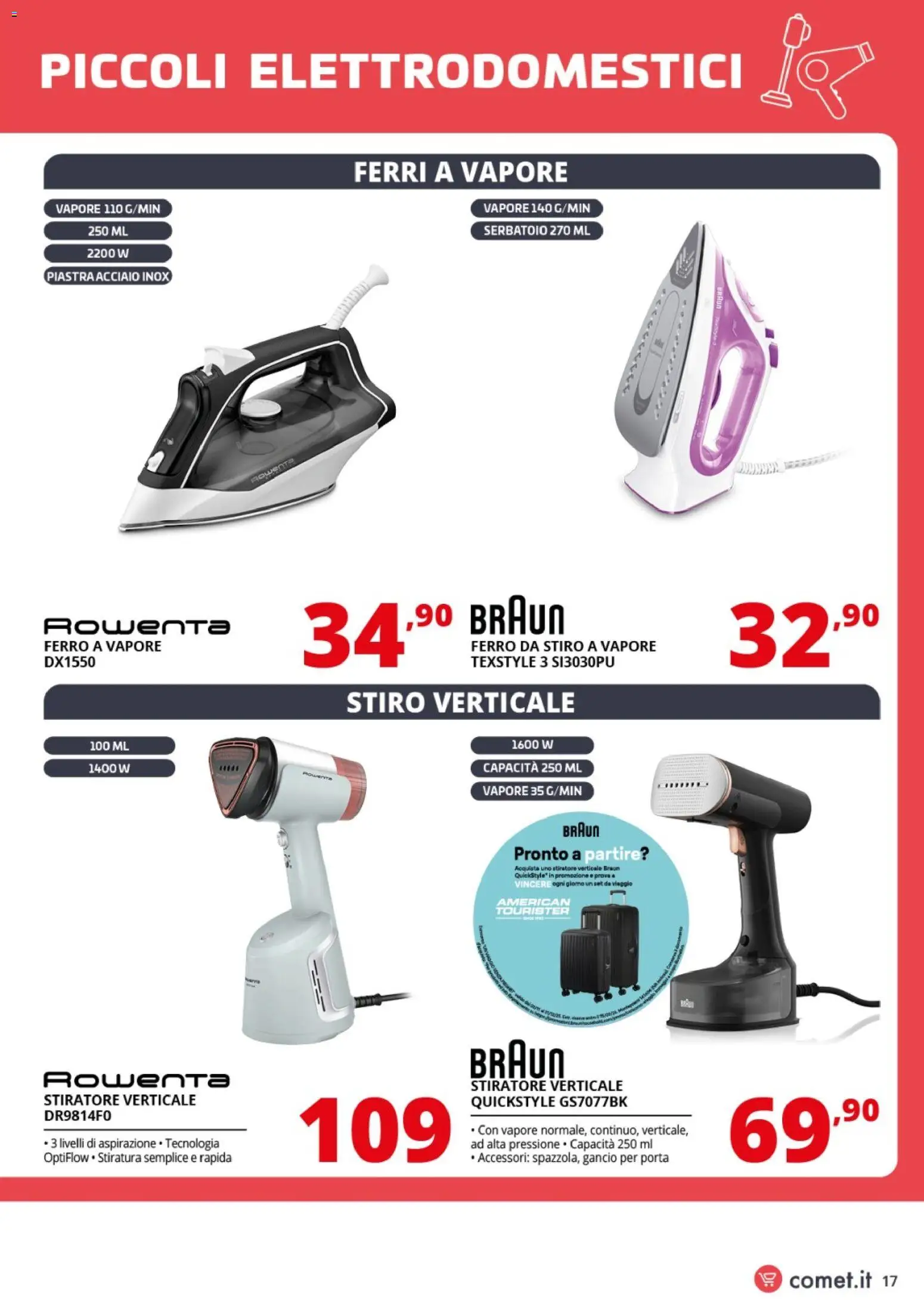 Volantino Comet del 31.10.2025 | Pagina: 17 | Prodotti: Stiratore verticale, Ferro da stiro