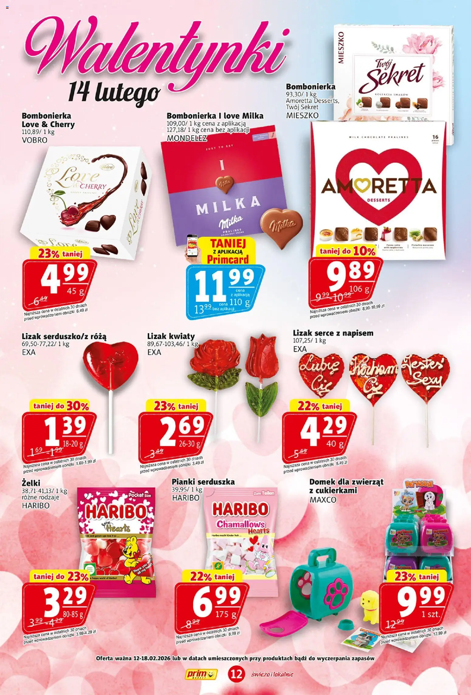 Prim Market Gazetka od 12.02.2026 | Strona: 12 | Produkty: Milka, Żelki, Pianki, Kwiaty