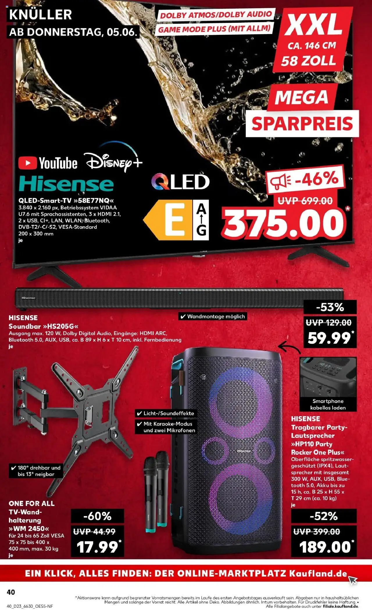Kaufland prospekt Gummersbach	 - gültig ab dem 09.06.2025 | Seite: 55 | Produkte: Lautsprecher, Hisense, Smart TV, TV
