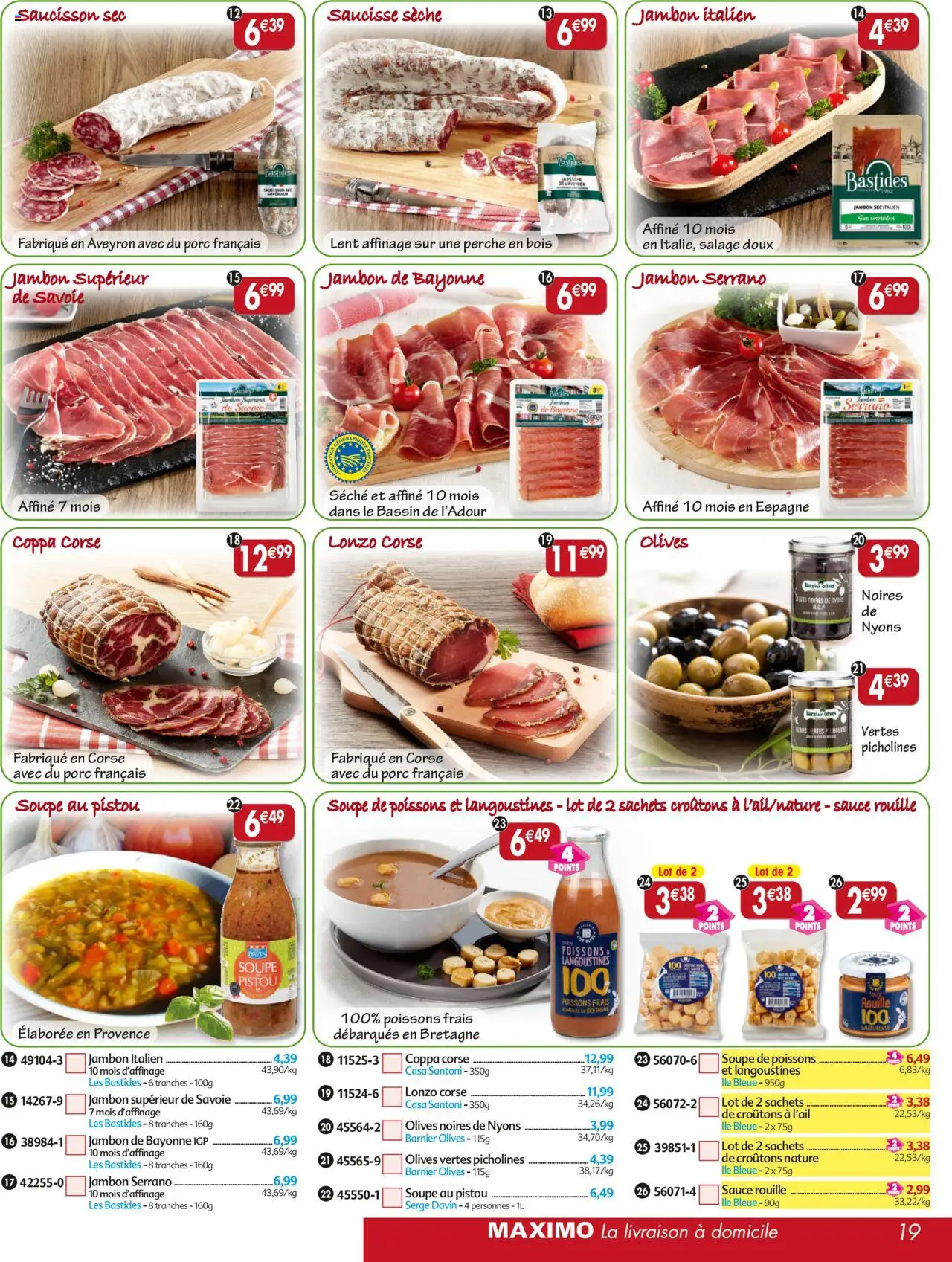  | Page: 19 | Produits: Soupe, Saucisson, Saucisson sec, Saucisse