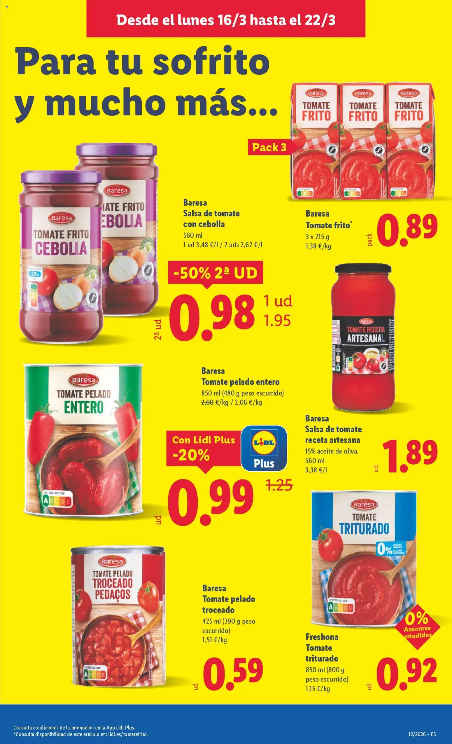 Lidl folleto │ válido desde el 16.03.2026 | Página: 11 | Productos: Aceite, Salsa de tomate, Peso, Tomate triturado