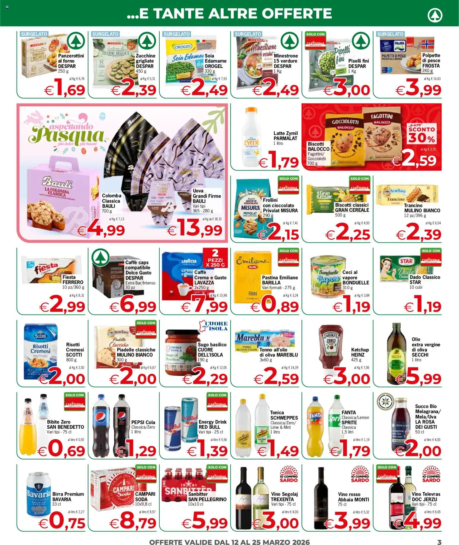 Volantino Despar del 12.03.2026 | Pagina: 3 | Prodotti: Caffè, Biscotti, Red Bull, Lavazza