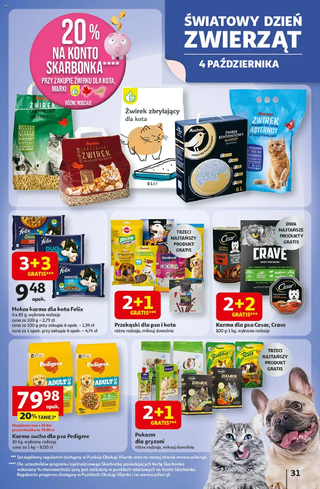 Auchan Gazetka - Wielkie przeboje cenowe Hipermarket od 02.10.2025 | Strona: 31 | Produkty: Pedigree, Karma dla kota, Karma dla psa, Regał