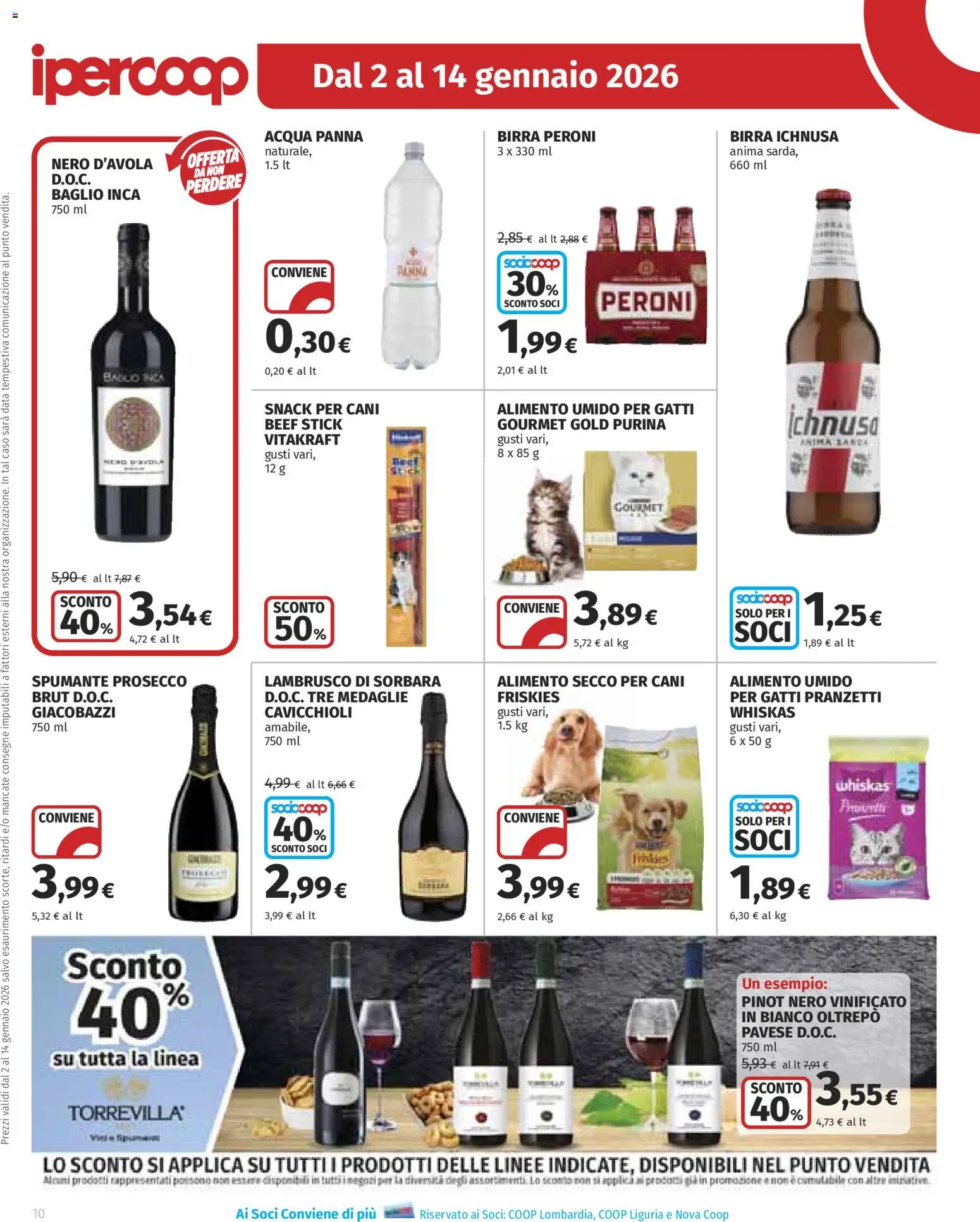 Volantino Ipercoop del 02.01.2026 | Pagina: 10 | Prodotti: Acqua Panna, Birra, Acqua, Spumante