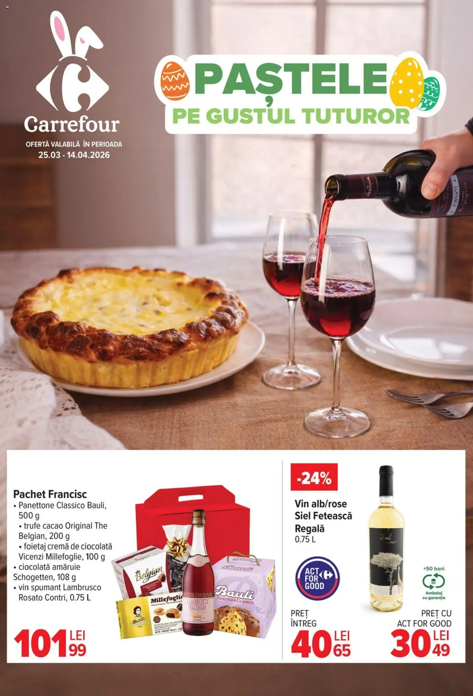 Noul catalog Carrefour – valabil de la 25.03.2026 | Pagină: 1 | Produse: Foietaj, Cremă, Vin, Cacao