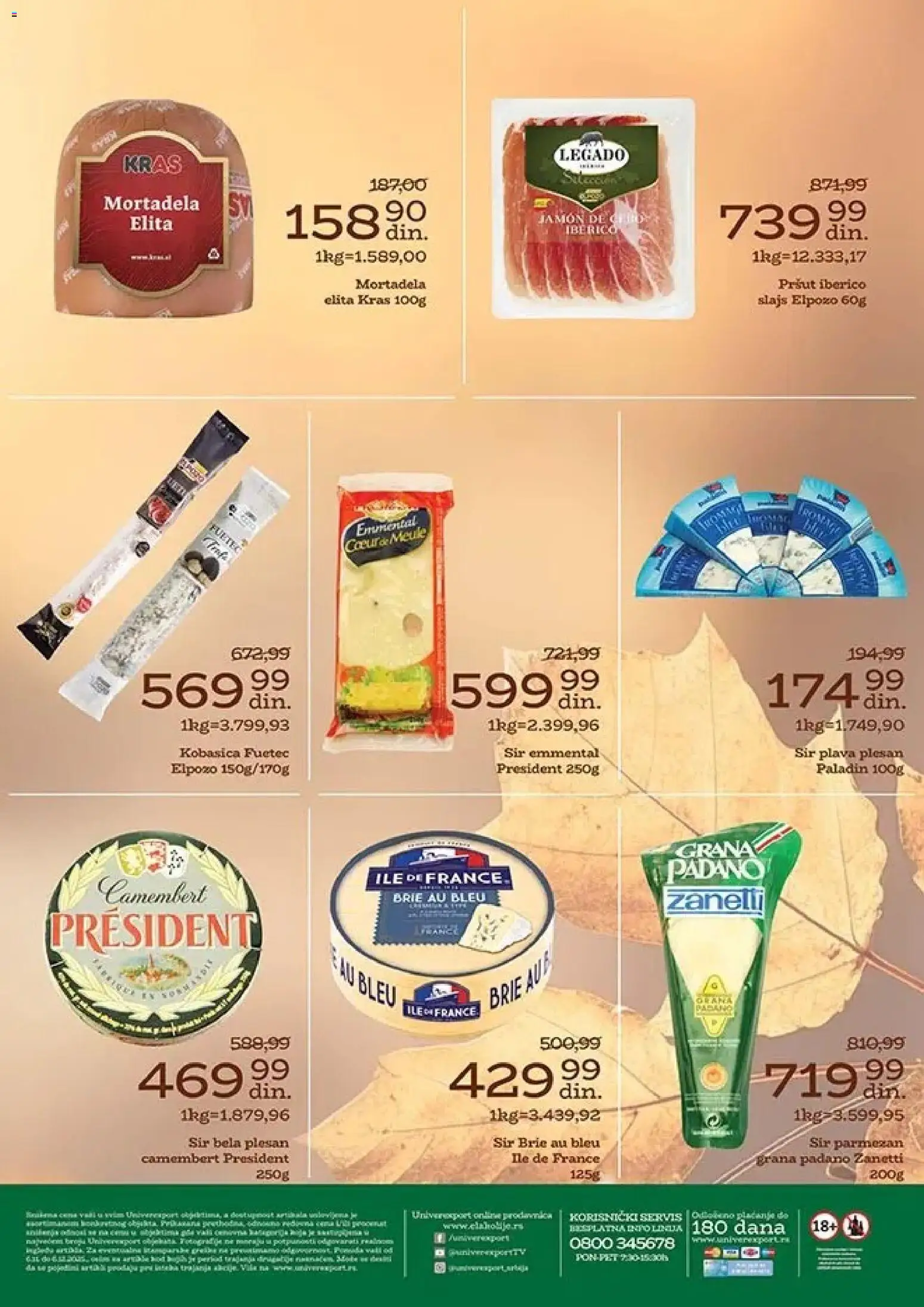Univerexport katalog - važi od 06.11.2025 | Strana: 14 | Proizvode: Mortadela, Sir, Parmezan, Kobasica