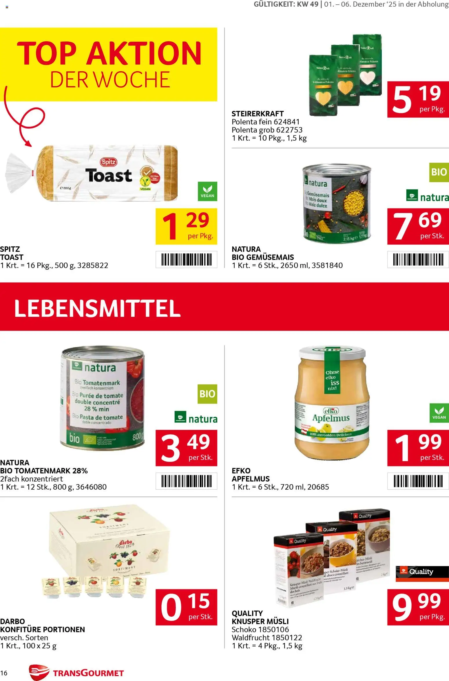 Transgourmet Flugblatt gültig ab 01.12.2025 | Seite: 16 | Produkte: Pasta, Libacomb