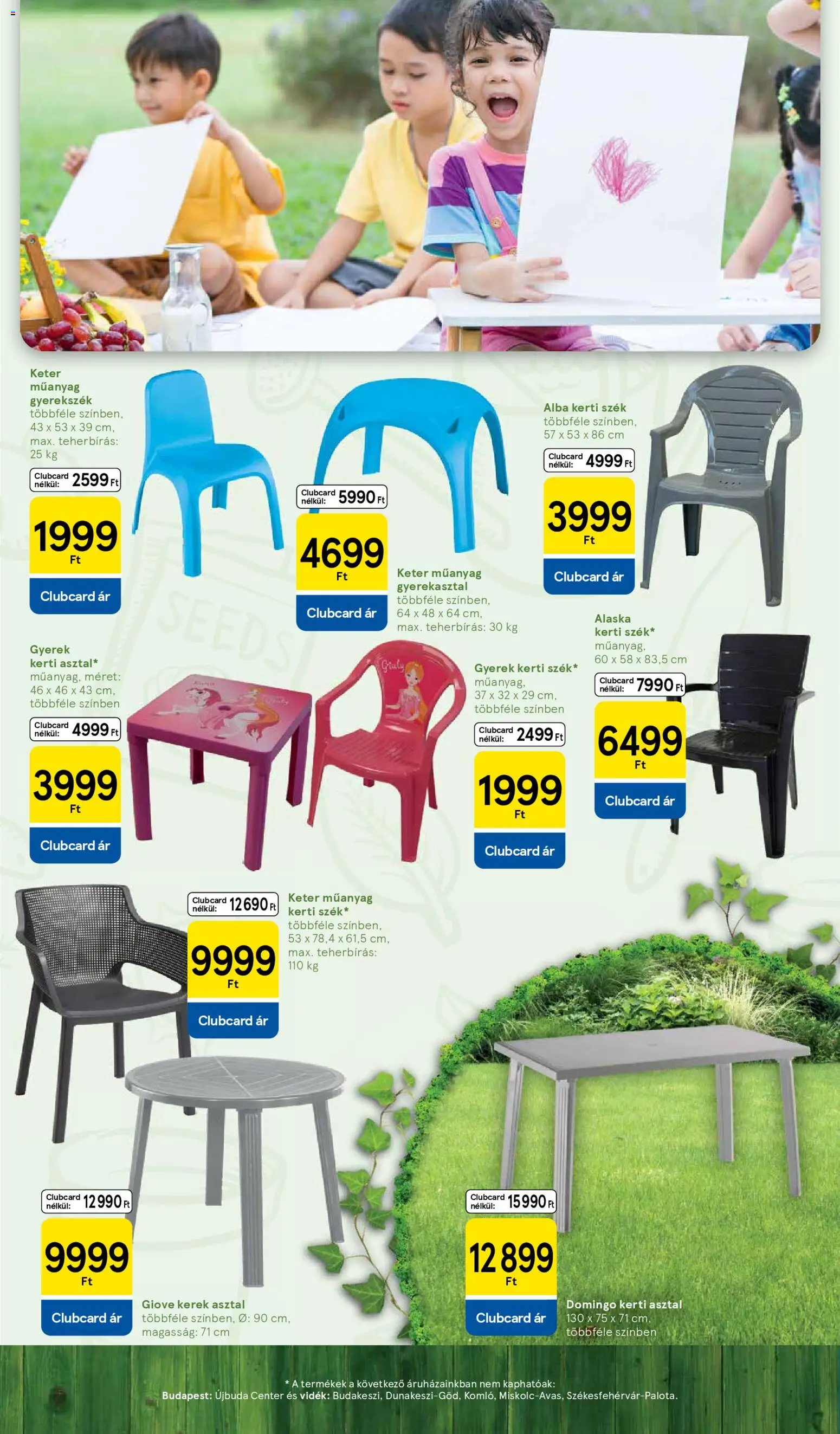 Tesco akciós ujság - amely érvényes a következő dátumtól: 28.04.2026 | Oldal: 3 | Termékek: Kerti asztal, Kerti szék, Asztal, Szék