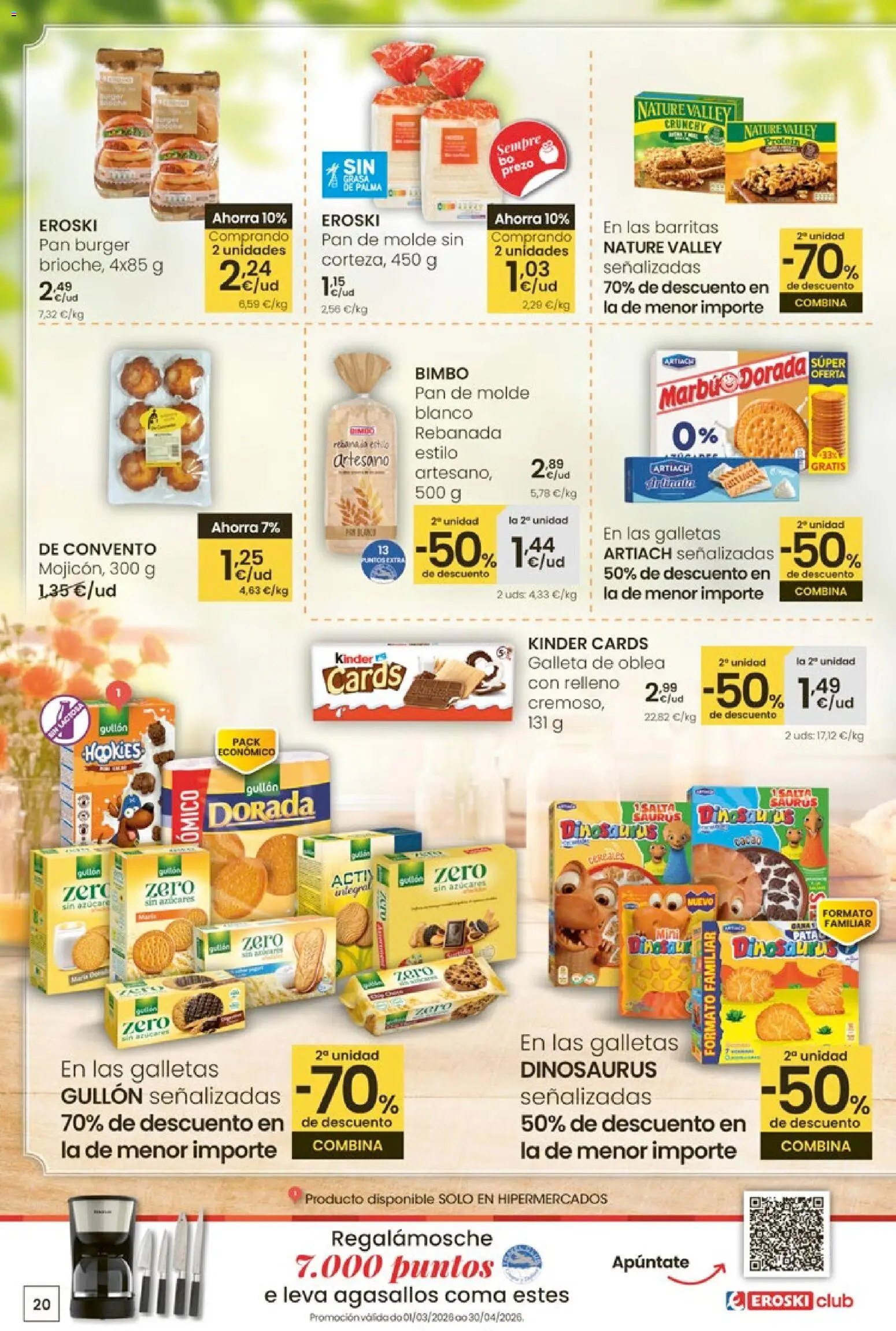 Eroski - Quieres ahorrar conmigo │ válido desde el 26.03.2026 | Página: 20 | Productos: Pan, Galletas, Pan de molde