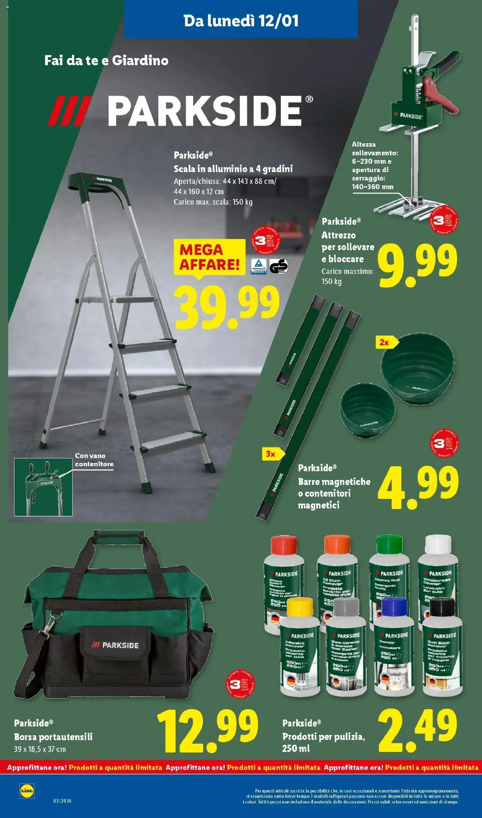 Volantino Lidl del 12.01.2026 | Pagina: 30 | Prodotti: Detergente, Colla, Scala, Silicone
