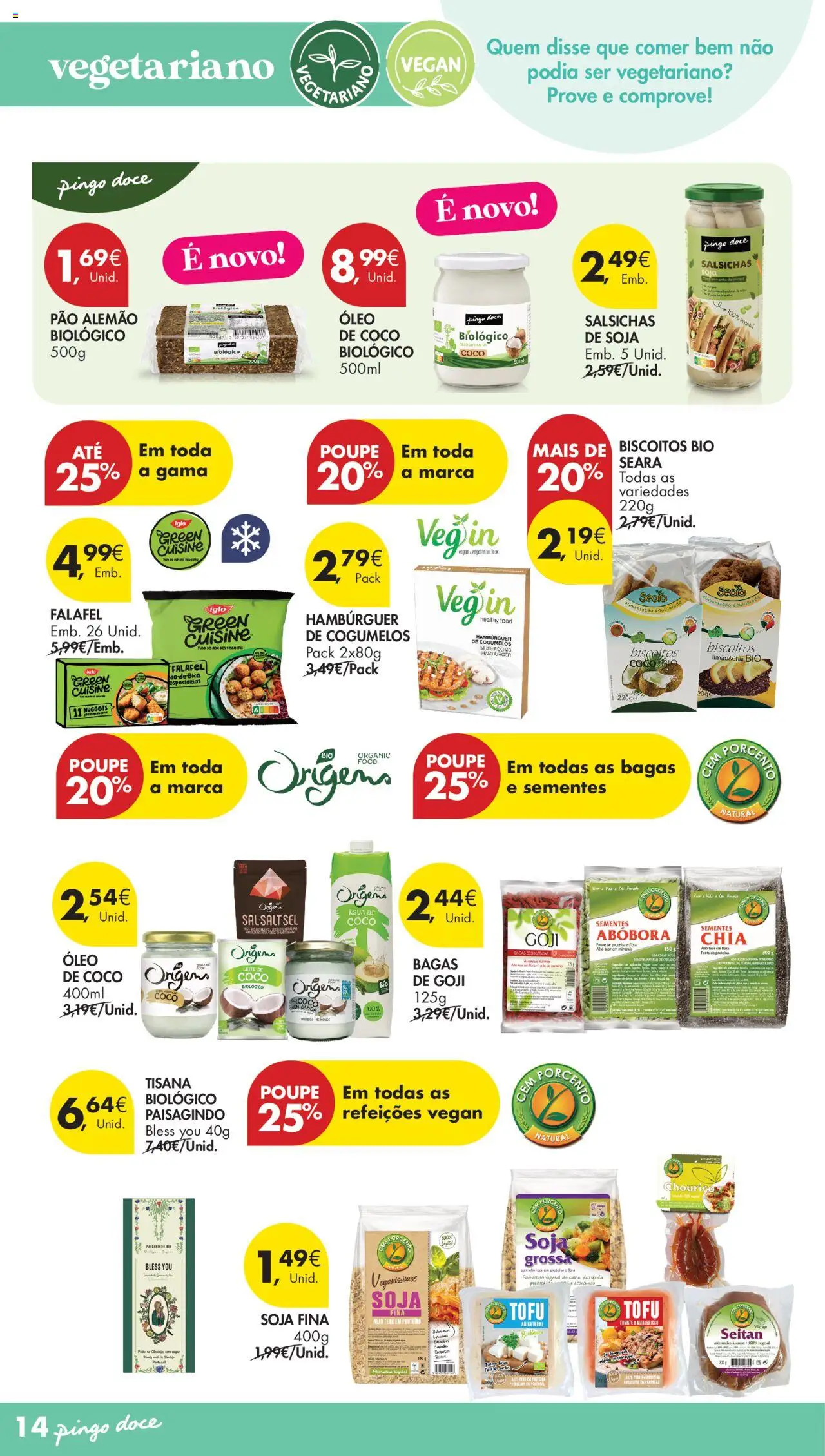 Pingo Doce - Escolhas Equilibradas │ válido de 21.10.2025 | Página: 14 | Produtos: Soja, Óleo, Chouriço, Biscoitos