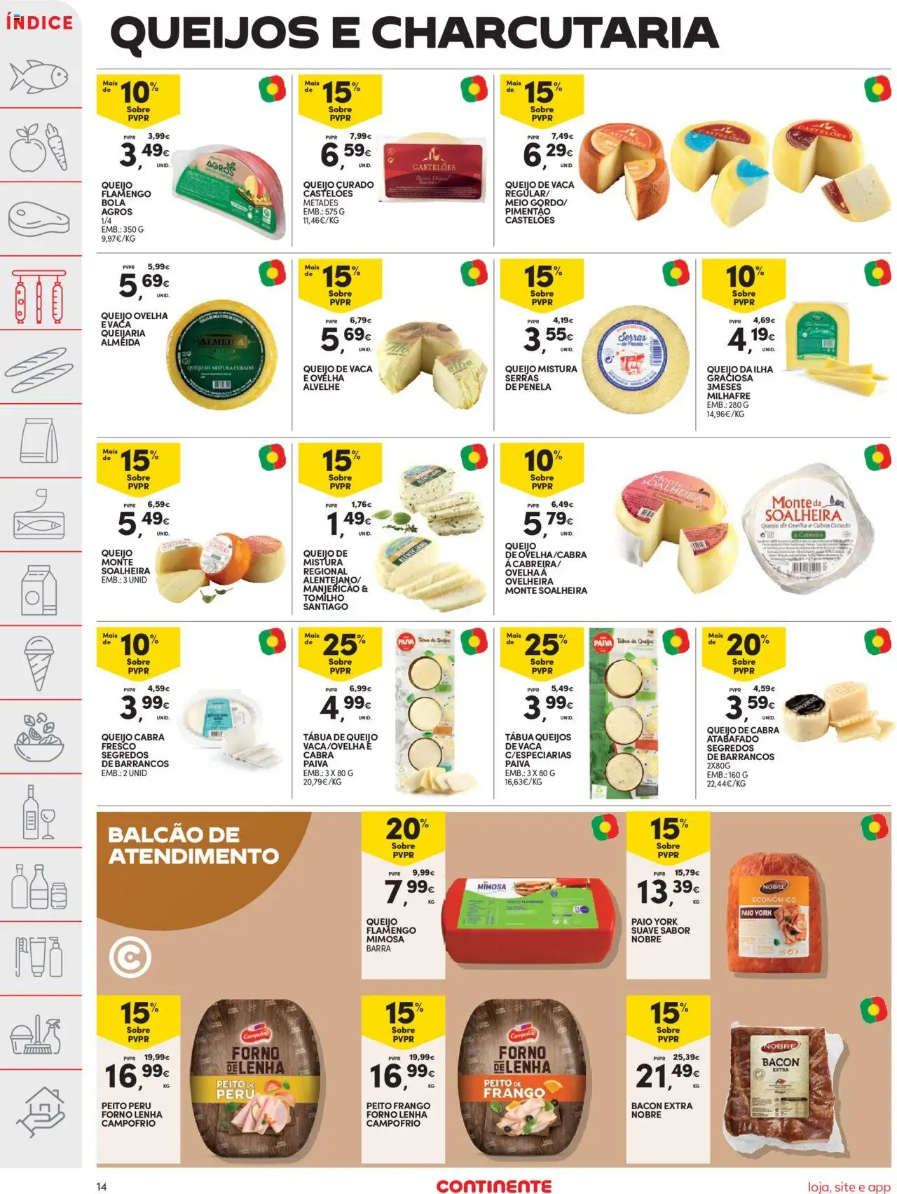 Continente folheto │ válido de 14.10.2025 | Página: 14 | Produtos: Tábua, Peru, Pimentão, Queijo