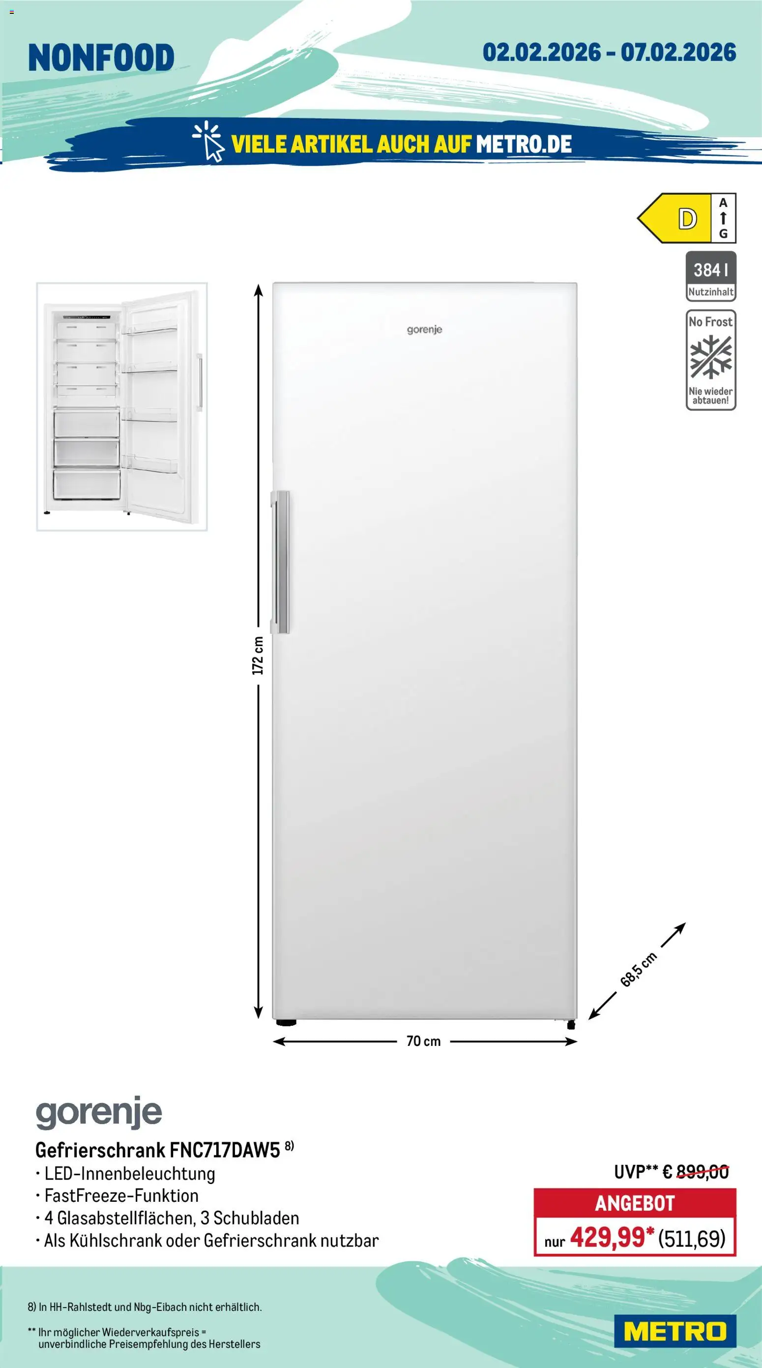 Metro Prospekt 	 – gültig ab 02.02.2026 | Seite: 20 | Produkte: Gorenje, Gefrierschrank, Kühlschrank