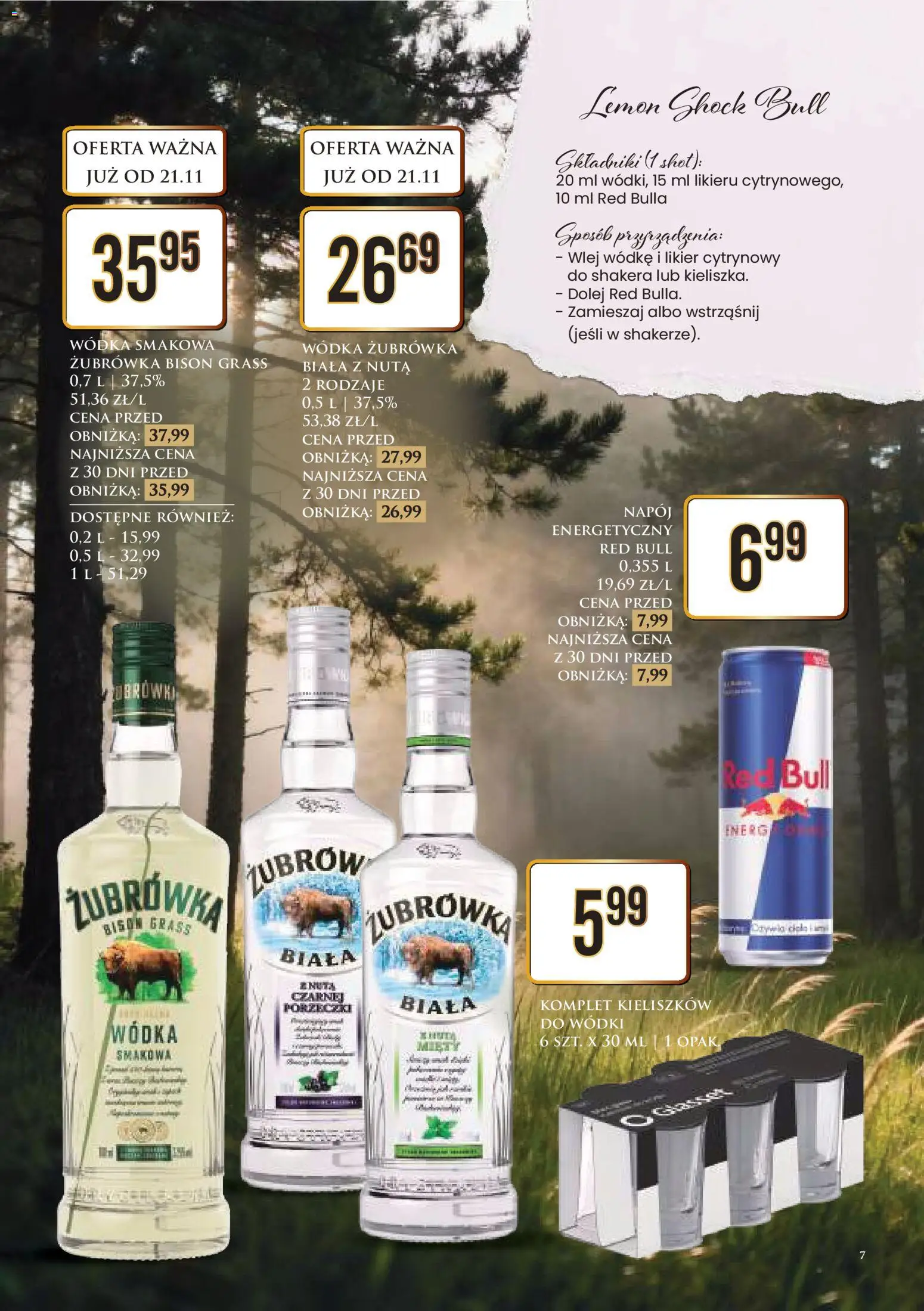 Dino Gazetka alkoholowa od 21.11.2025 | Strona: 7 | Produkty: Red bull, Żubrówka, Vodka, Wódka