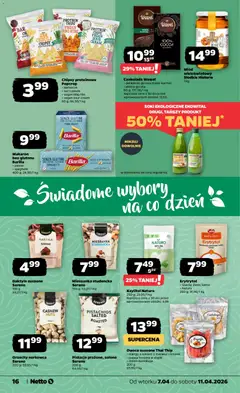 Pogląd oferty "Netto gazetka od wtorku spożywcza" - ważna od 07.04.2026 | Strona: 16 | Produkty: Soki, Ser, Czekolada, Orzechy