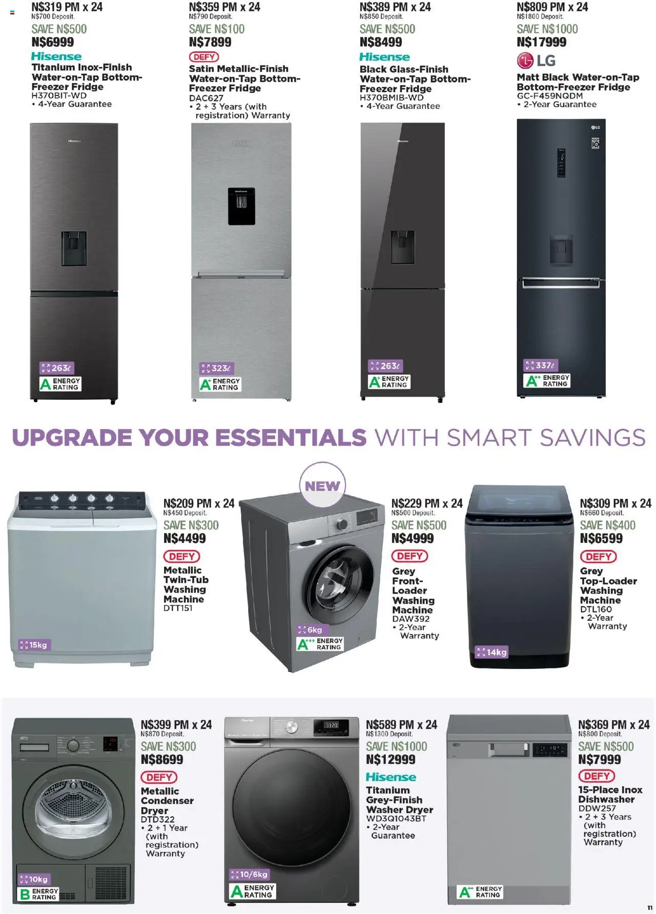 House and Home - Namibia Catalogue │ valid from 18.08.2025 | Page: 11 | Products: Freezer, Dryer, Dishwasher, Fridge