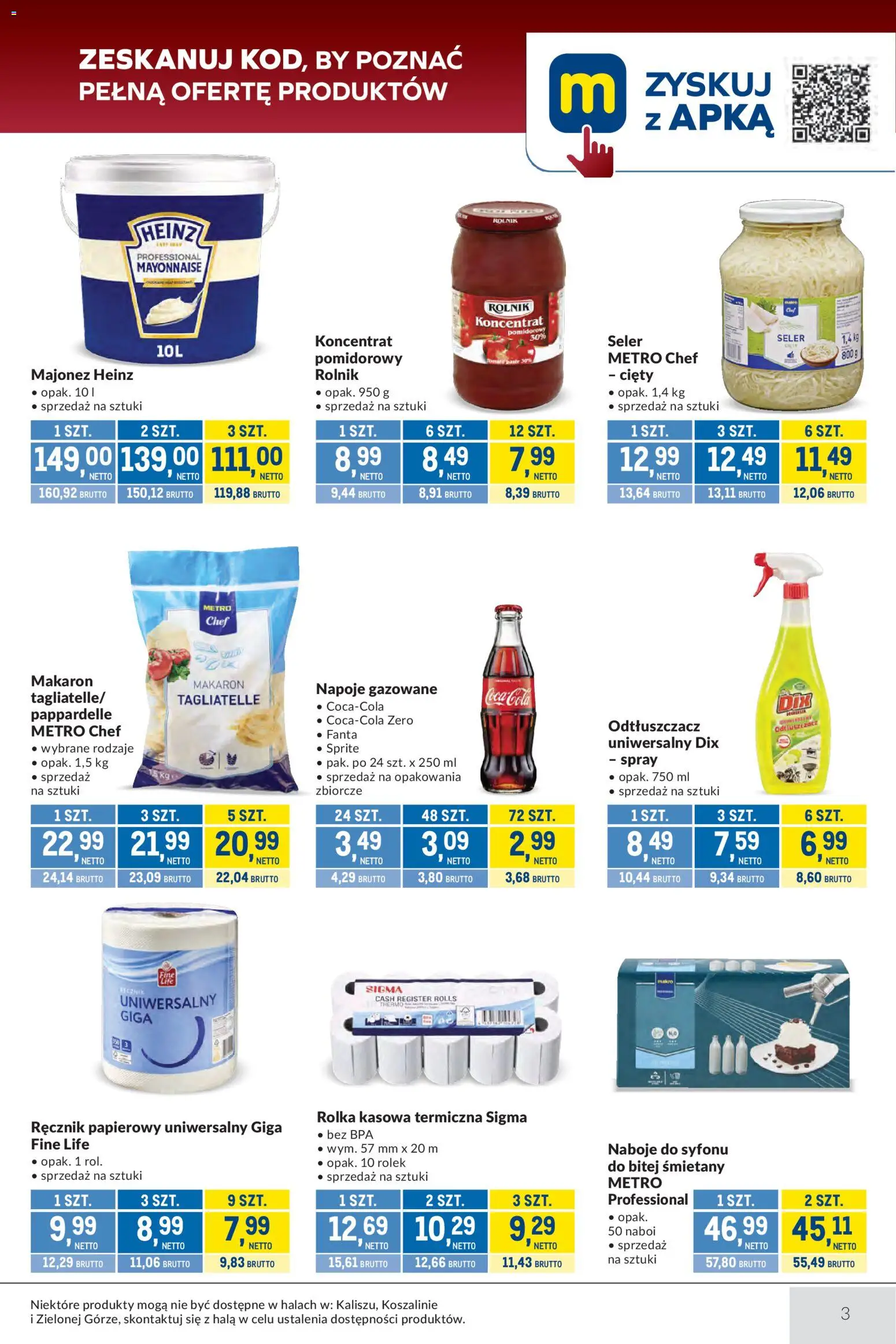 Makro Gazetka - Oferta dla gastronomii od 03.03.2026 | Strona: 3 | Produkty: Sprite, Coca cola, Makaron, Majonez