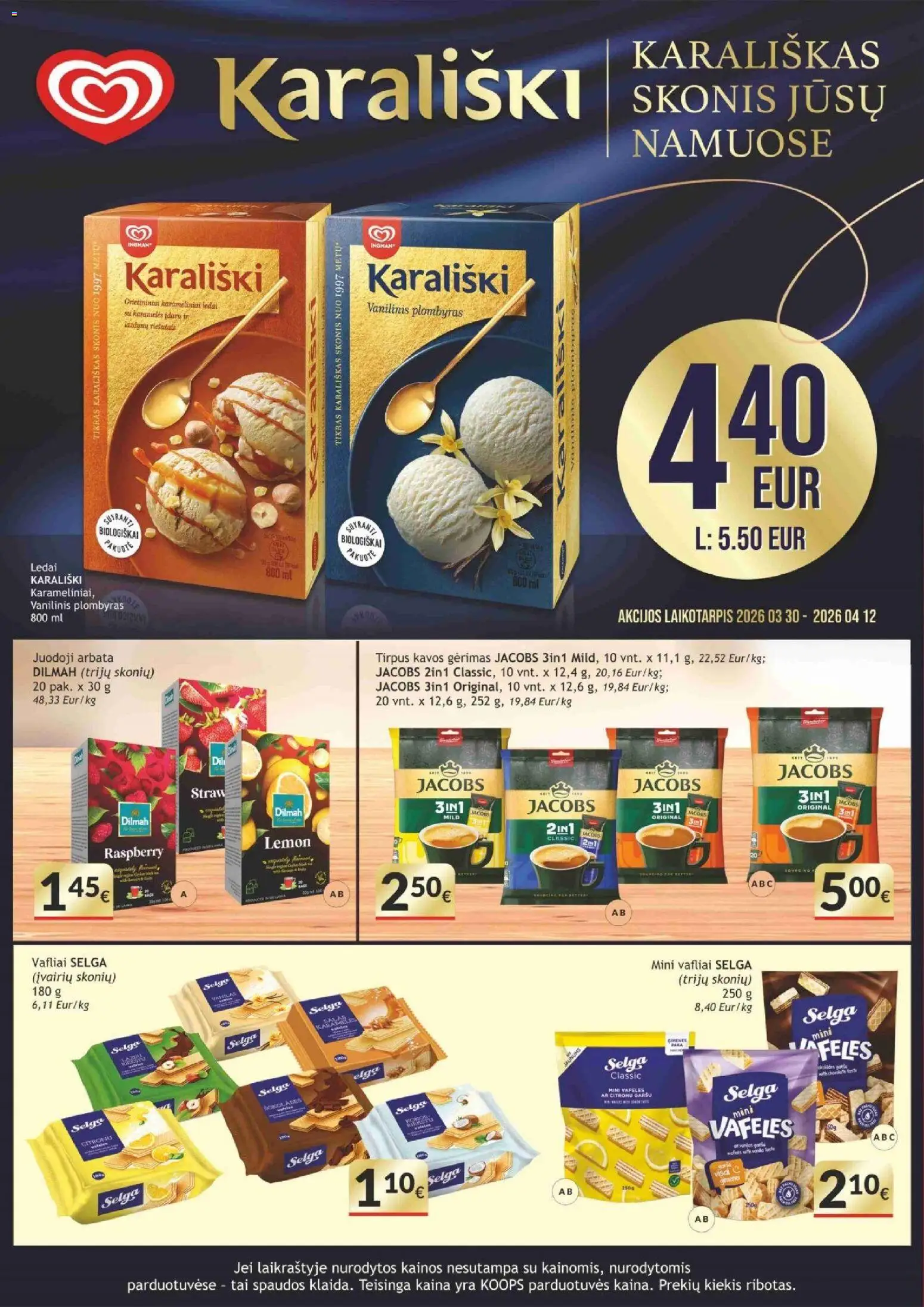 Koops akcijos nuo 30.03.2026 | Puslapis: 8 | Prekių: Ledai, Plombyras, Arbata, Vafliai