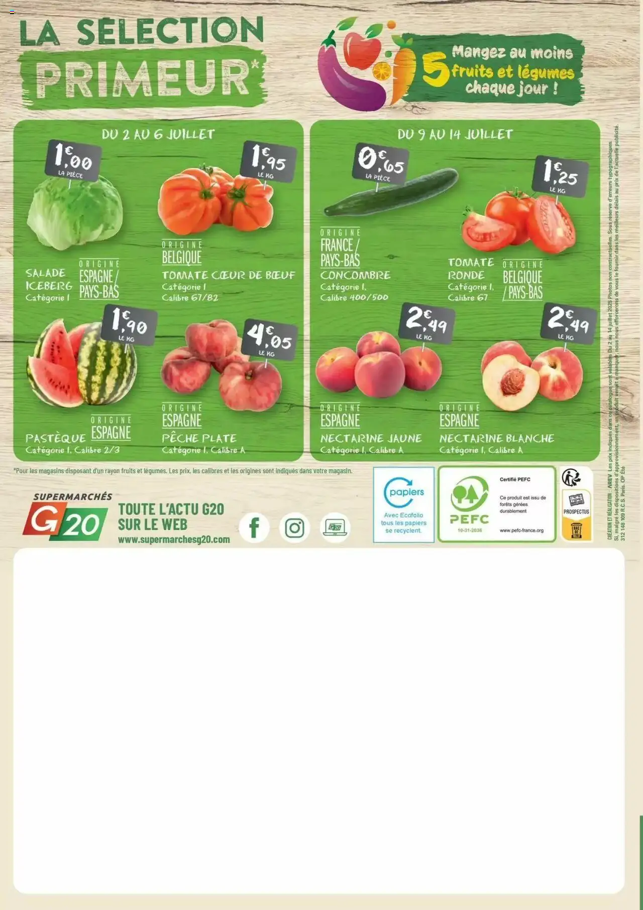  | Page: 20 | Produits: Concombre, Nectarine, Pastèque, Pêche