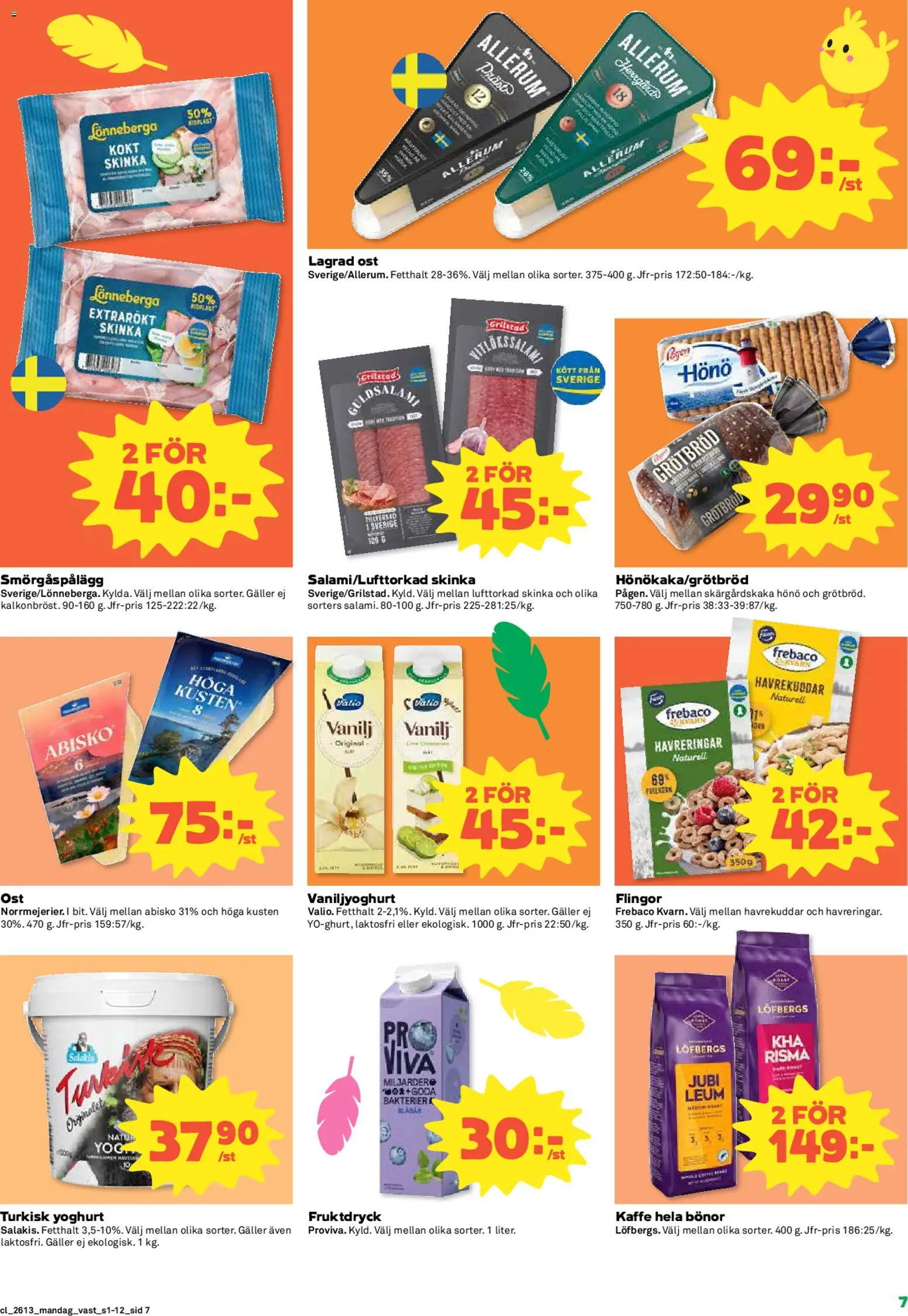 Coop reklamblad aktuell från 23.03.2026 | Sida: 7 | Produkter: Kvarn, Smörgåspålägg, Kaffe, Flingor