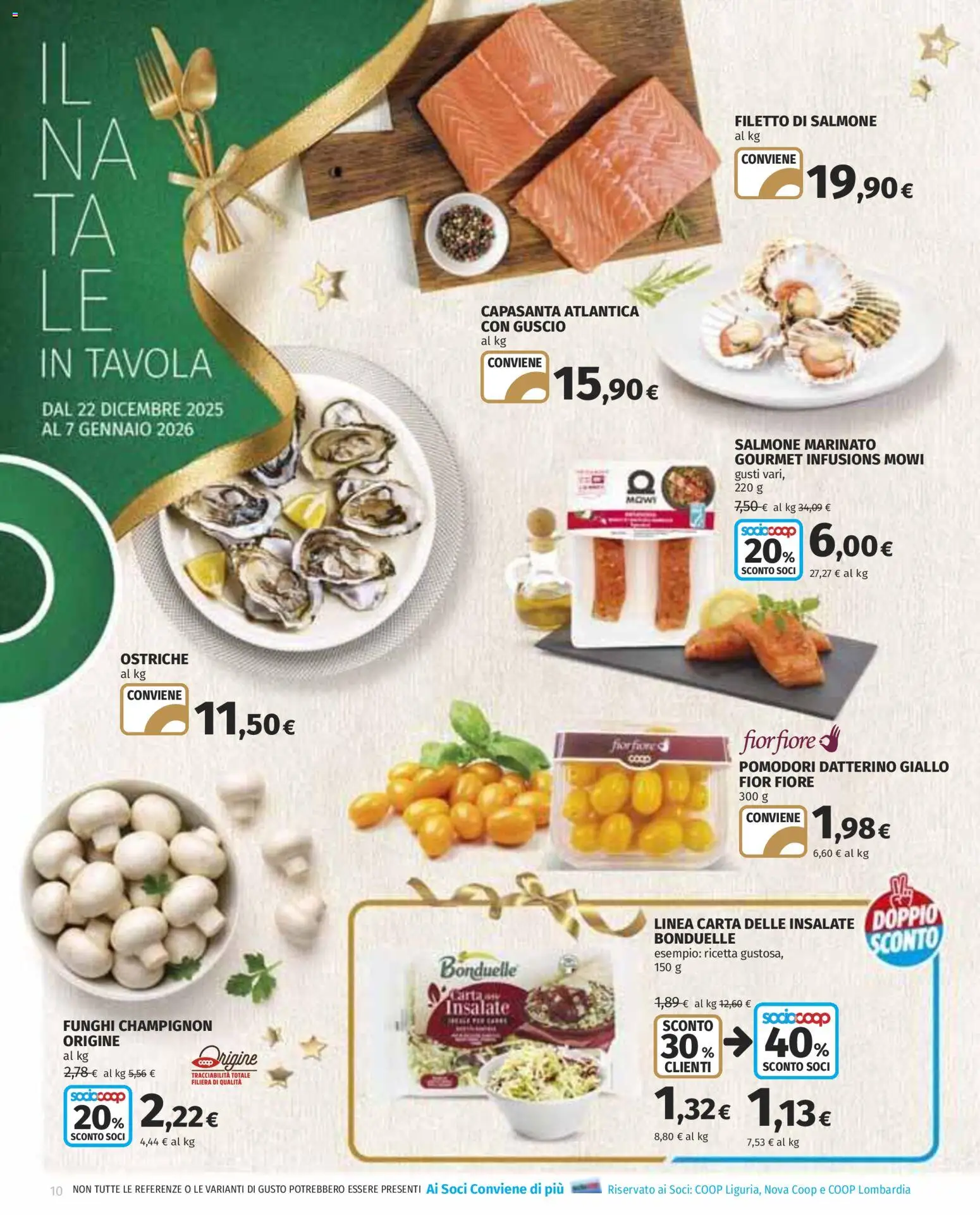 Volantino COOP del 22.12.2025 | Pagina: 10 | Prodotti: Salmone, Pomodori, Funghi