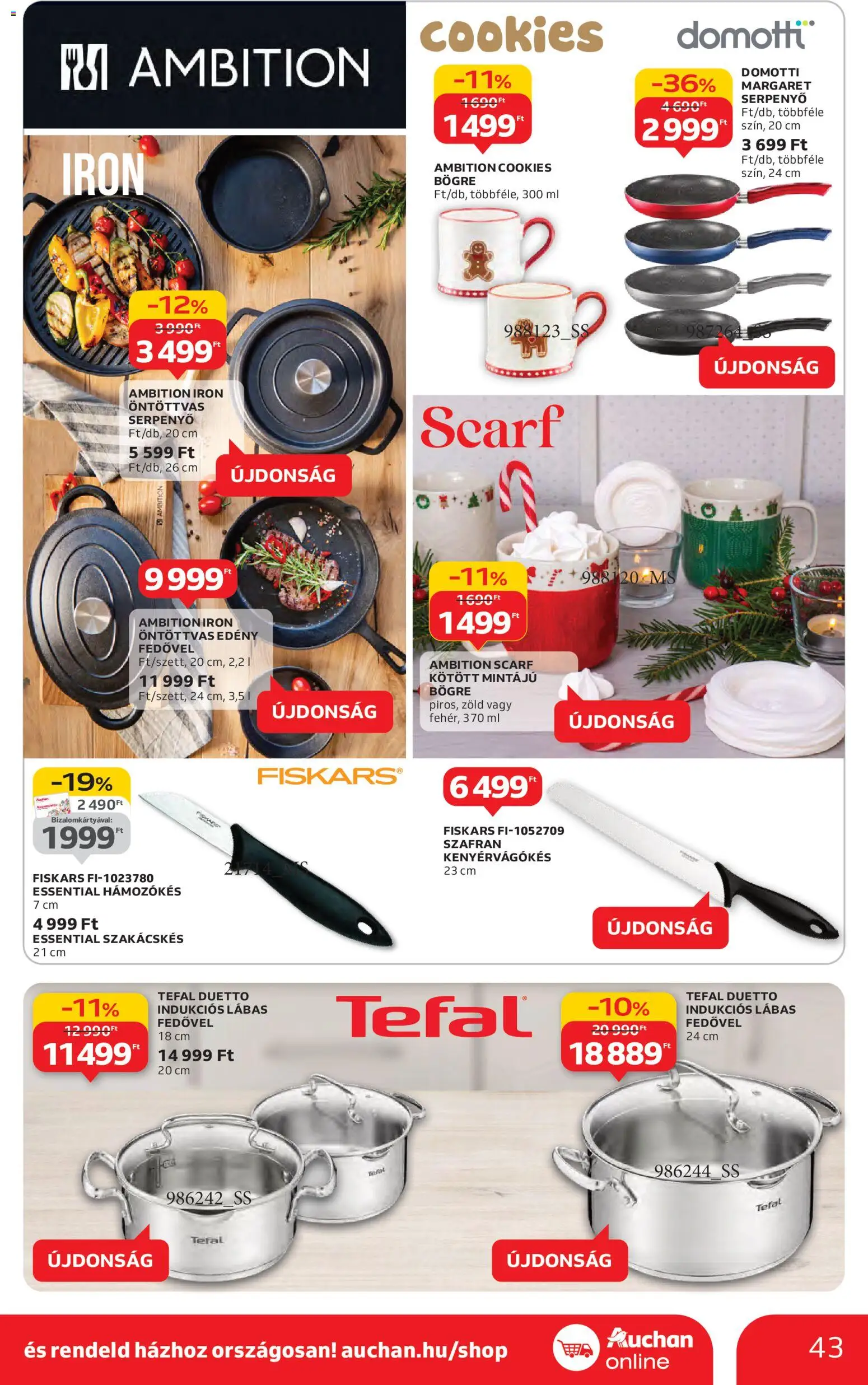 Auchan akciós ujság - amely érvényes a következő dátumtól: 30.10.2025 | Oldal: 43 | Termékek: Tefal, Edény, Bögre, Serpenyő