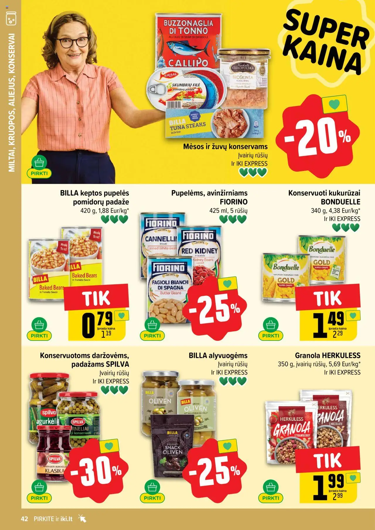 IKI akcijos nuo 08.09.2025 | Puslapis: 42 | Prekių: Kukurūzai, Pupelės, Konservai, Kiauliena
