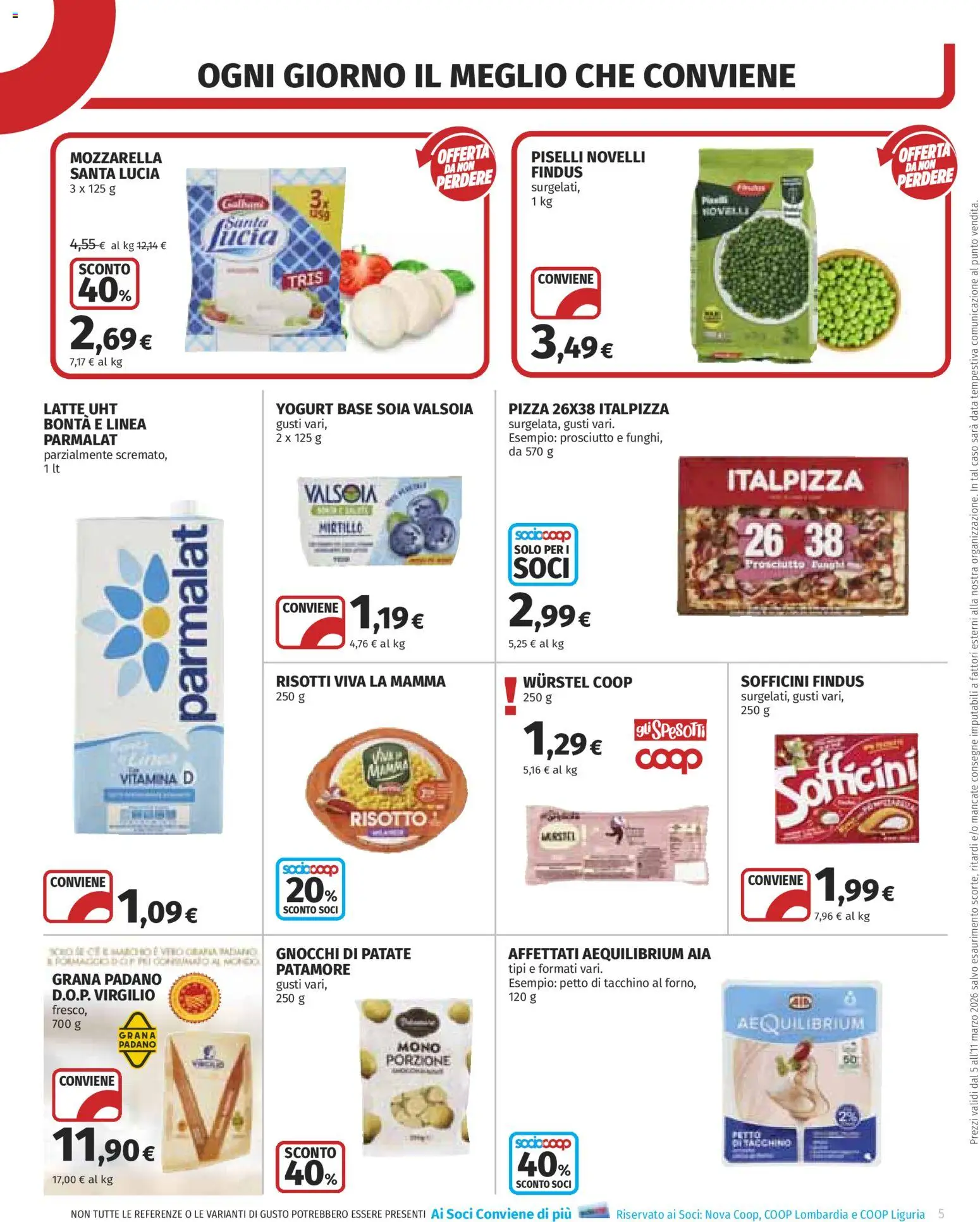 Volantino COOP del 05.03.2026 | Pagina: 5 | Prodotti: Yogurt, Latte, Piselli, Grana Padano