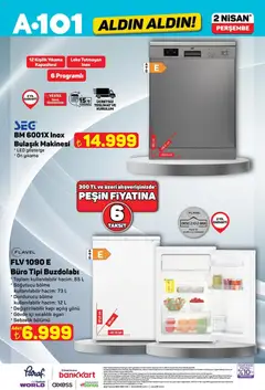 02.04.2026 tarihinden itibaren geçerli olan A101 kataloğu önizlemesi | Sayfa: 10 | Ürünler: Buzdolabı, Dondurucu, Bulaşık makinesi