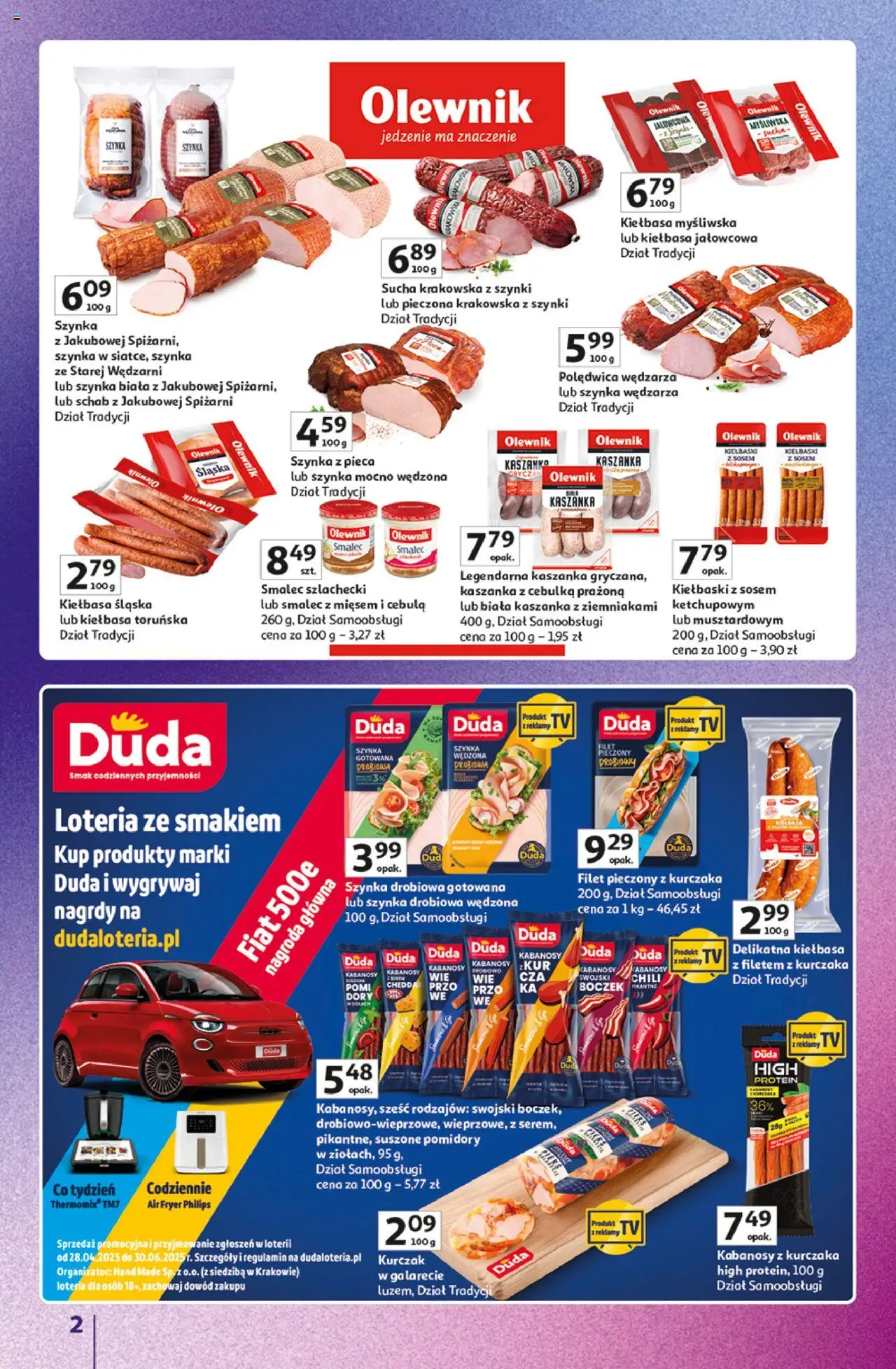 Auchan Gazetka - Znane Marki Duży Wybór Hipermarket od 12.06.2025 | Strona: 2 | Produkty: Schab, Myśliwska, Kabanosy, Kaszanka