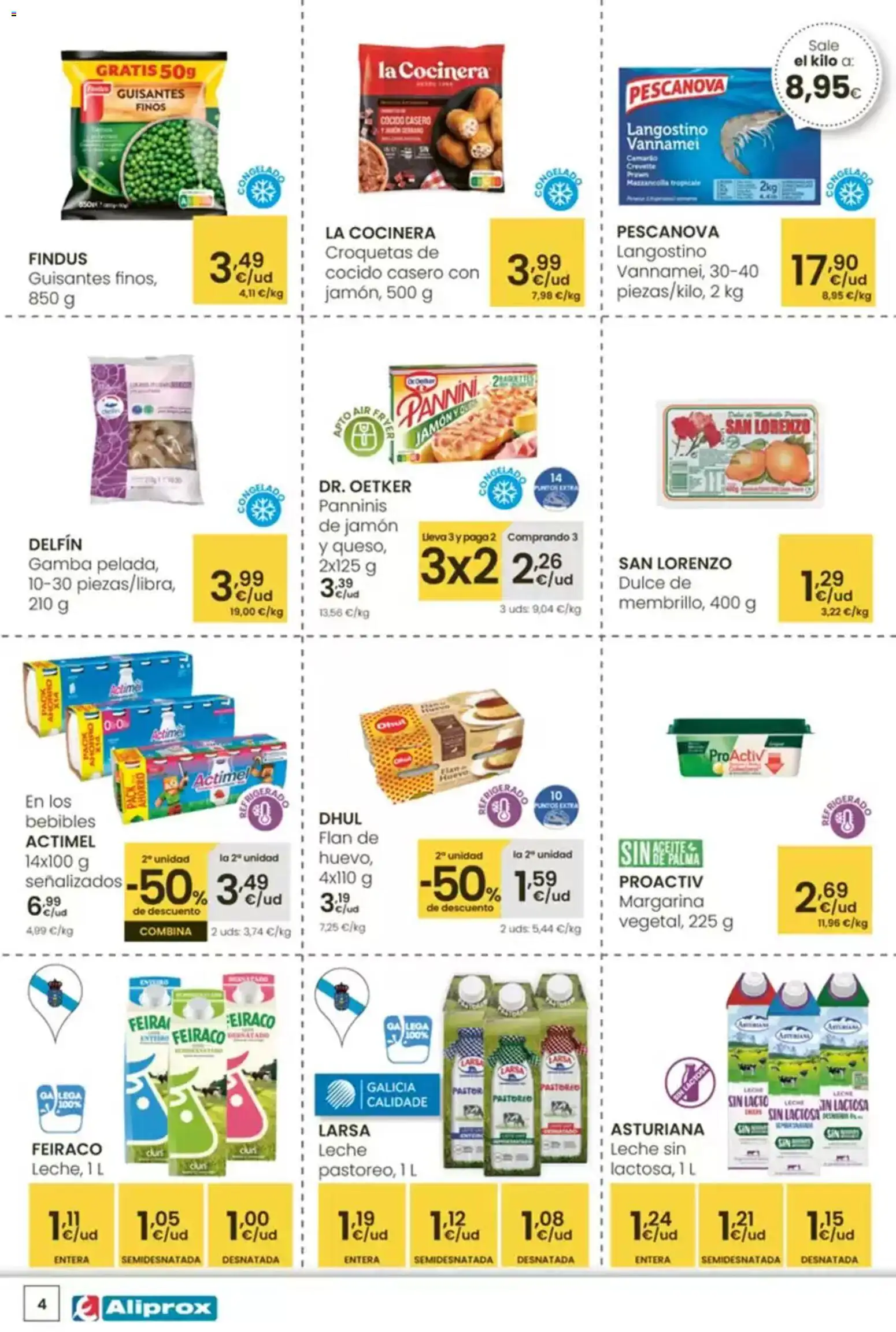 Eroski Aliprox  │ válido desde el 16.04.2026 | Página: 4 | Productos: Leche, Jamón, Margarina, Croquetas