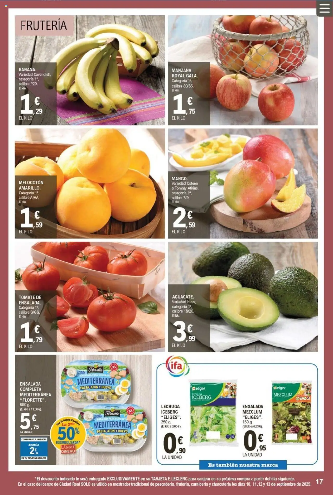 E.Leclerc folleto │ válido desde el 10.09.2025 | Página: 17 | Productos: Manzana, Ensalada, Ρούτερ