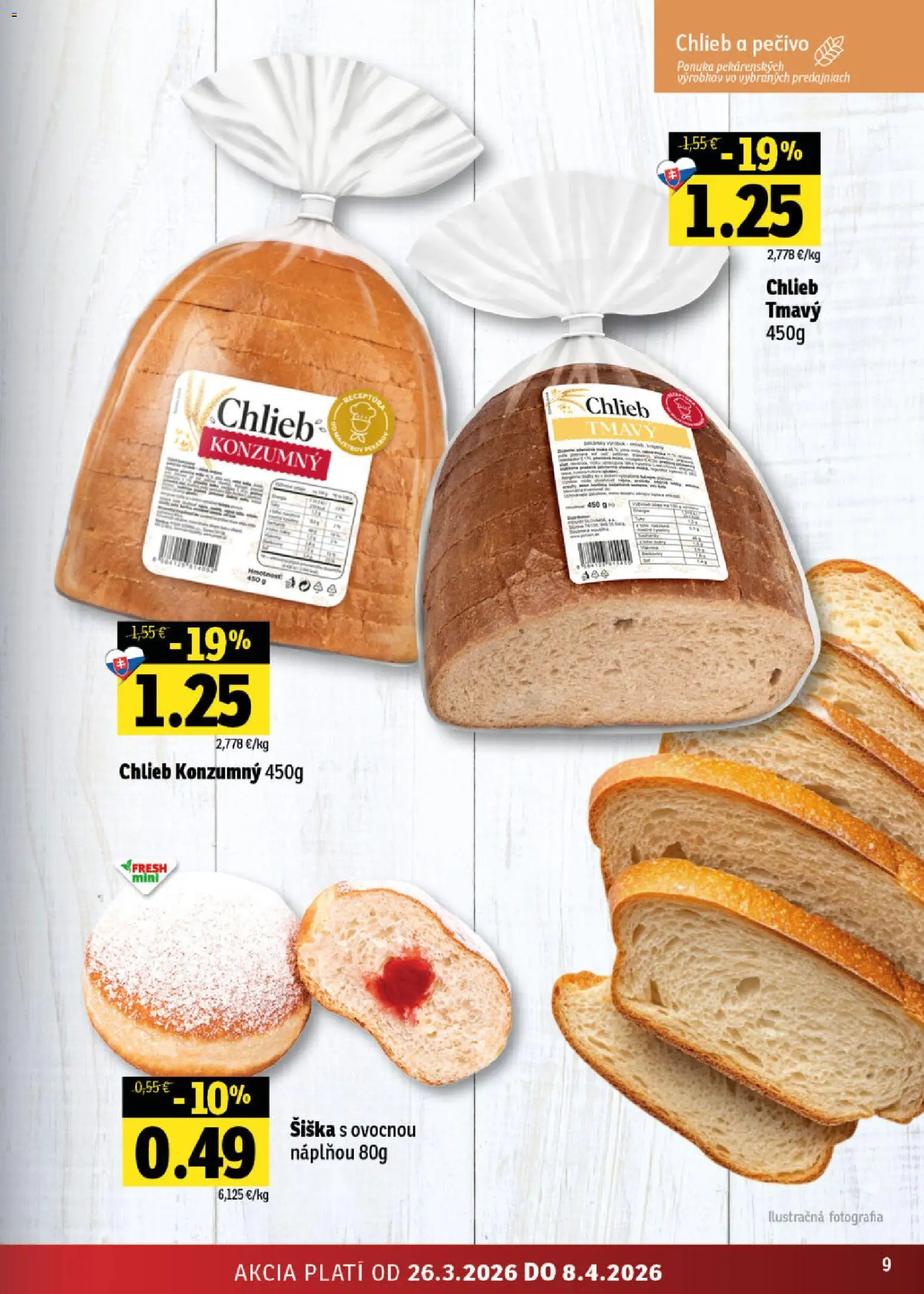 Nové Fresh akcie – leták je platný od 26.03.2026 | Strana: 9 | Produkty: Chlieb
