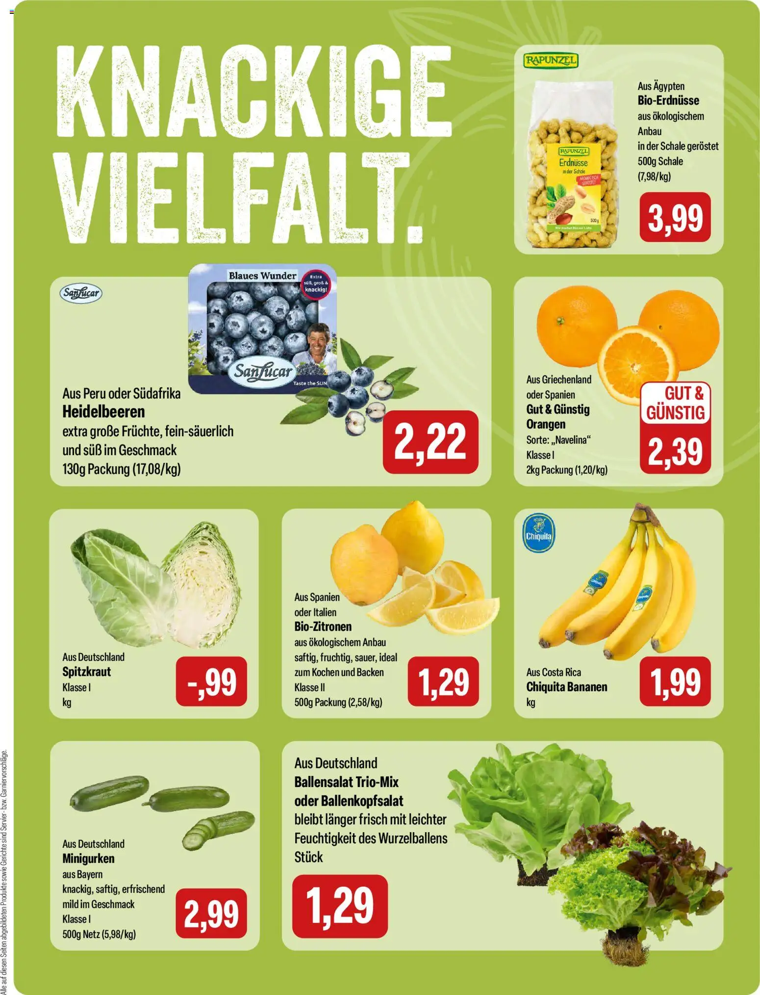 Feneberg Angebote – gültig ab 20.11.2025 | Seite: 5 | Produkte: Erdnüsse, Bananen, Orangen, Heidelbeeren