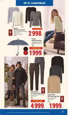 Lidl akciós ujság - amely érvényes a következő dátumtól: 11.09.2025 | Oldal: 33 | Termékek: Esernyő, Nadrág