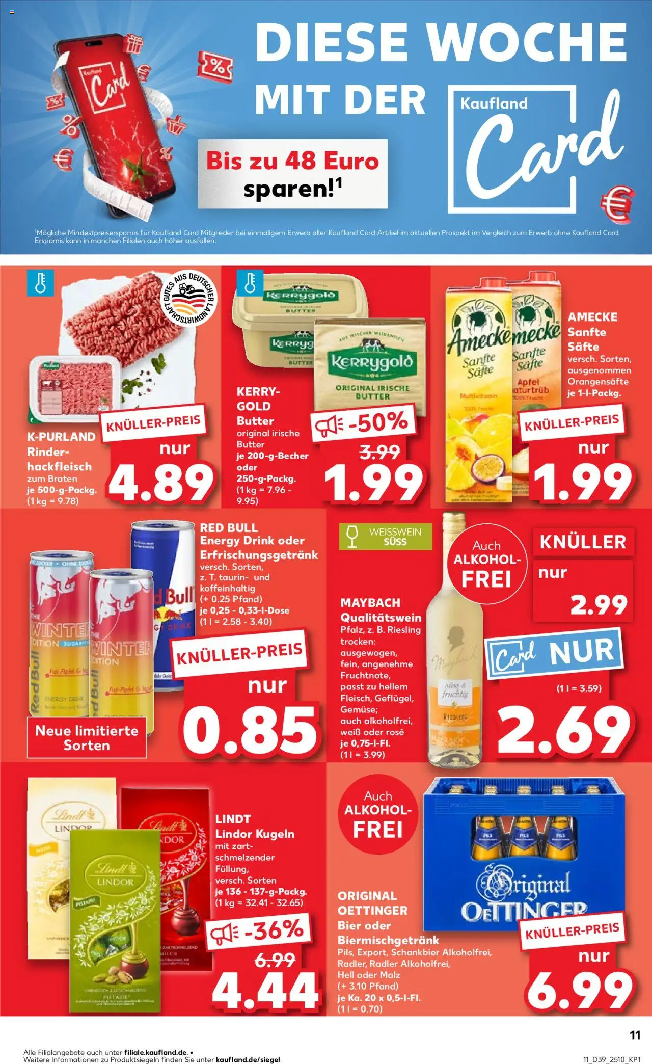 Kaufland prospekt Speyer	 – gültig ab 25.09.2025 | Seite: 11 | Produkte: Milch, Oettinger, Radler, Hackfleisch