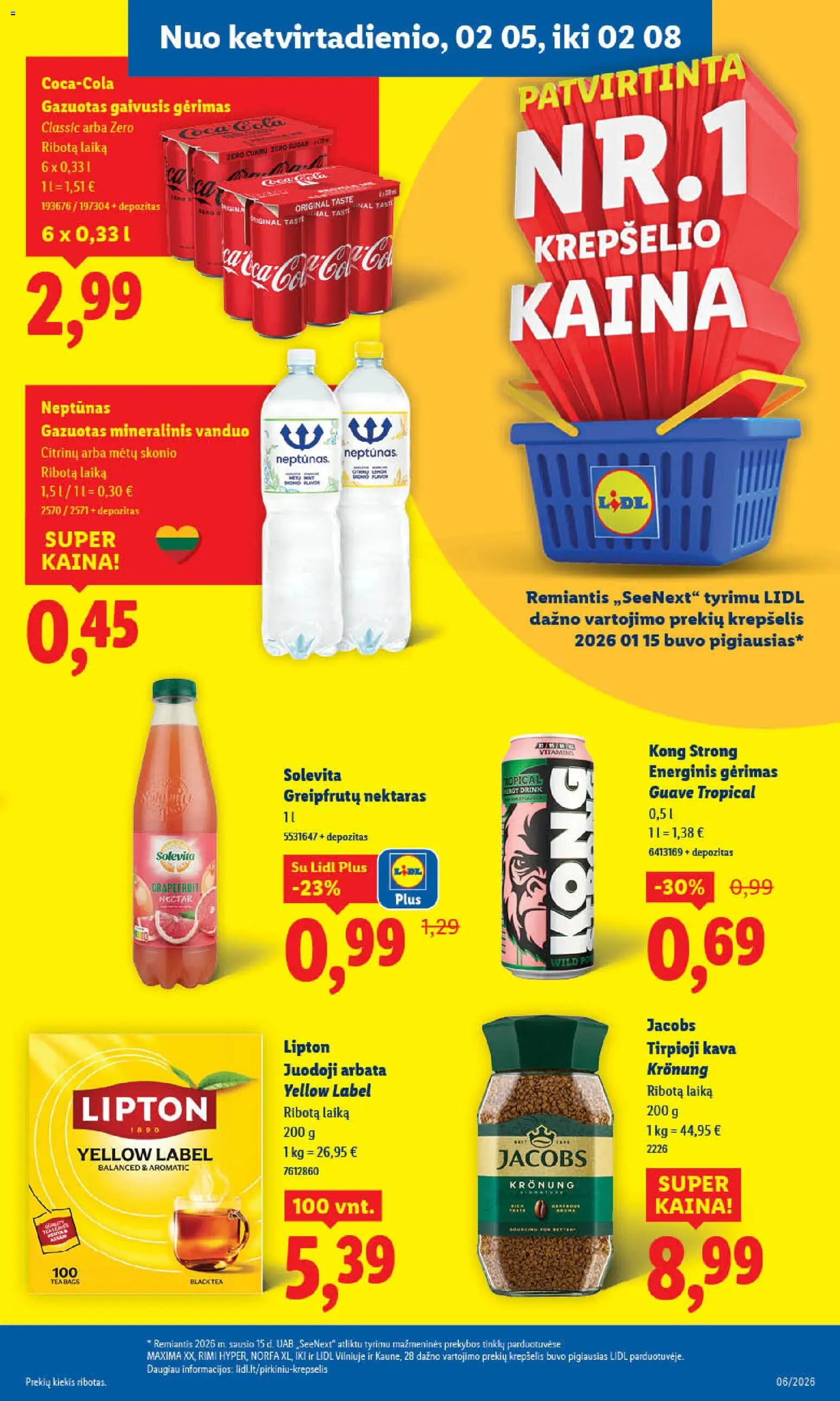 LIDL akcijos nuo 02.02.2026 | Puslapis: 33 | Prekių: Gaivusis gėrimas, Energinis gėrimas, Krepšelis, Mineralinis vanduo