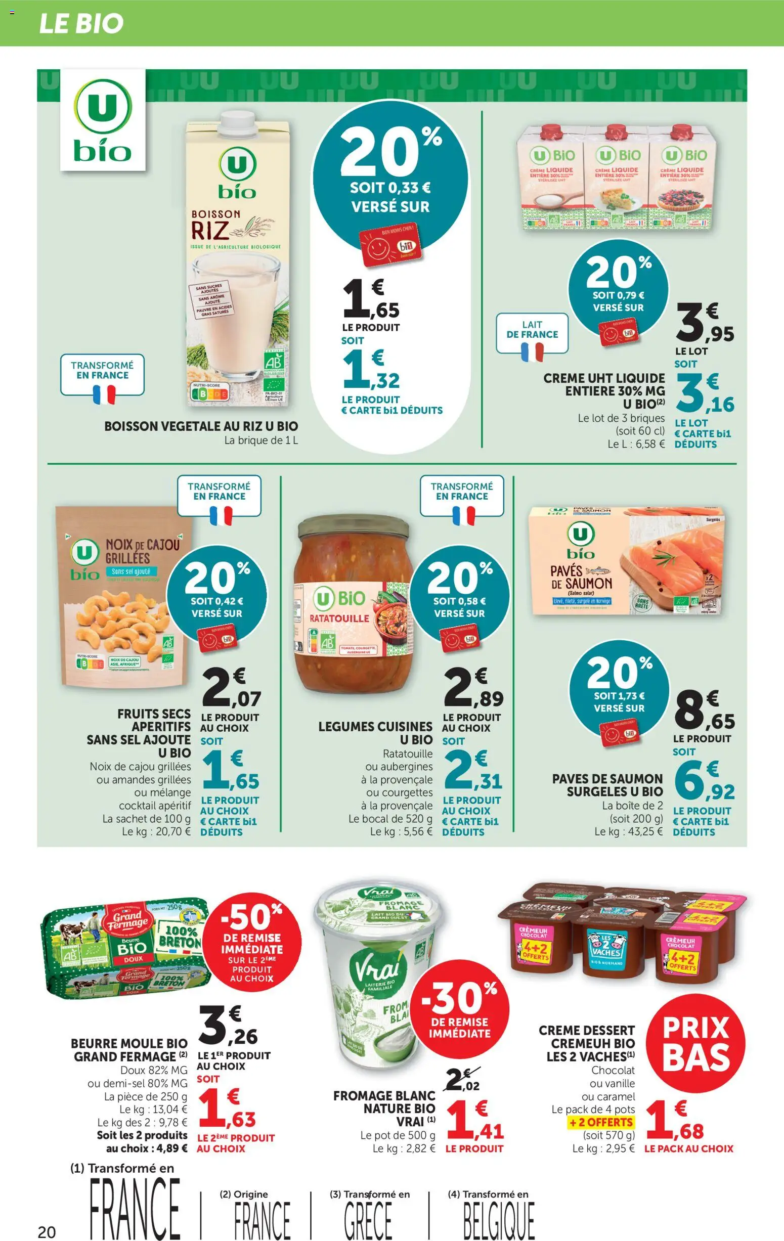 {H1} | Page: 20 | Produits: Aubergine, Fromage blanc, Lait bio, Fromage