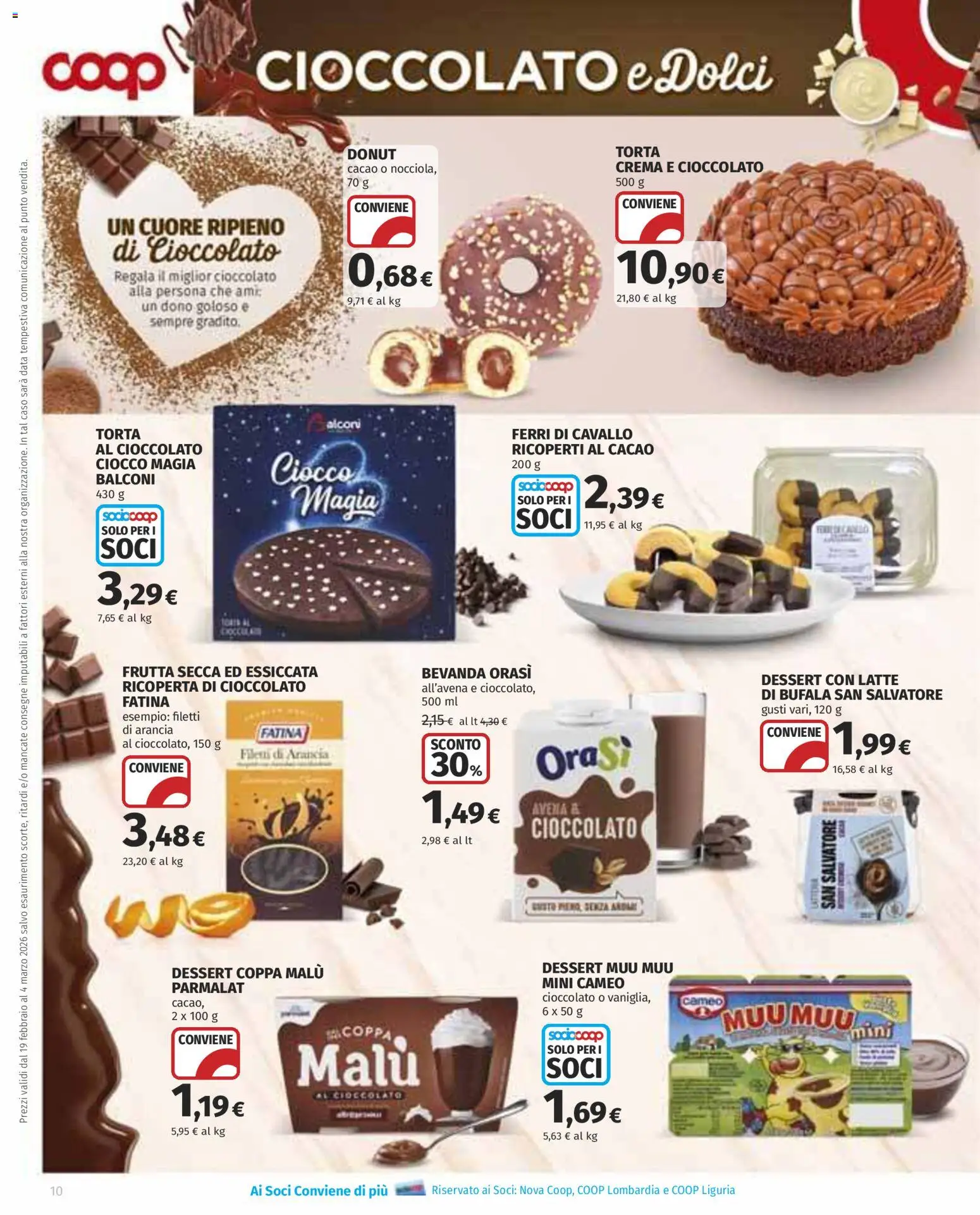 Volantino COOP del 19.02.2026 | Pagina: 10 | Prodotti: Frutta, Arancia, Torta, Cacao